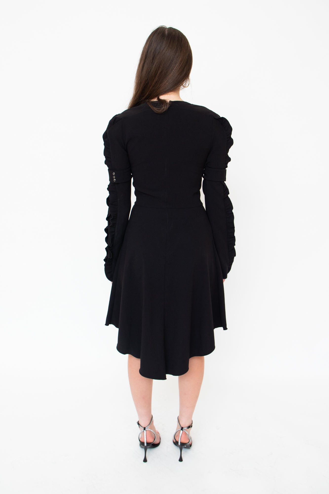 Black Long Sleeve W/ Ruffles and Arm Buckle Dress