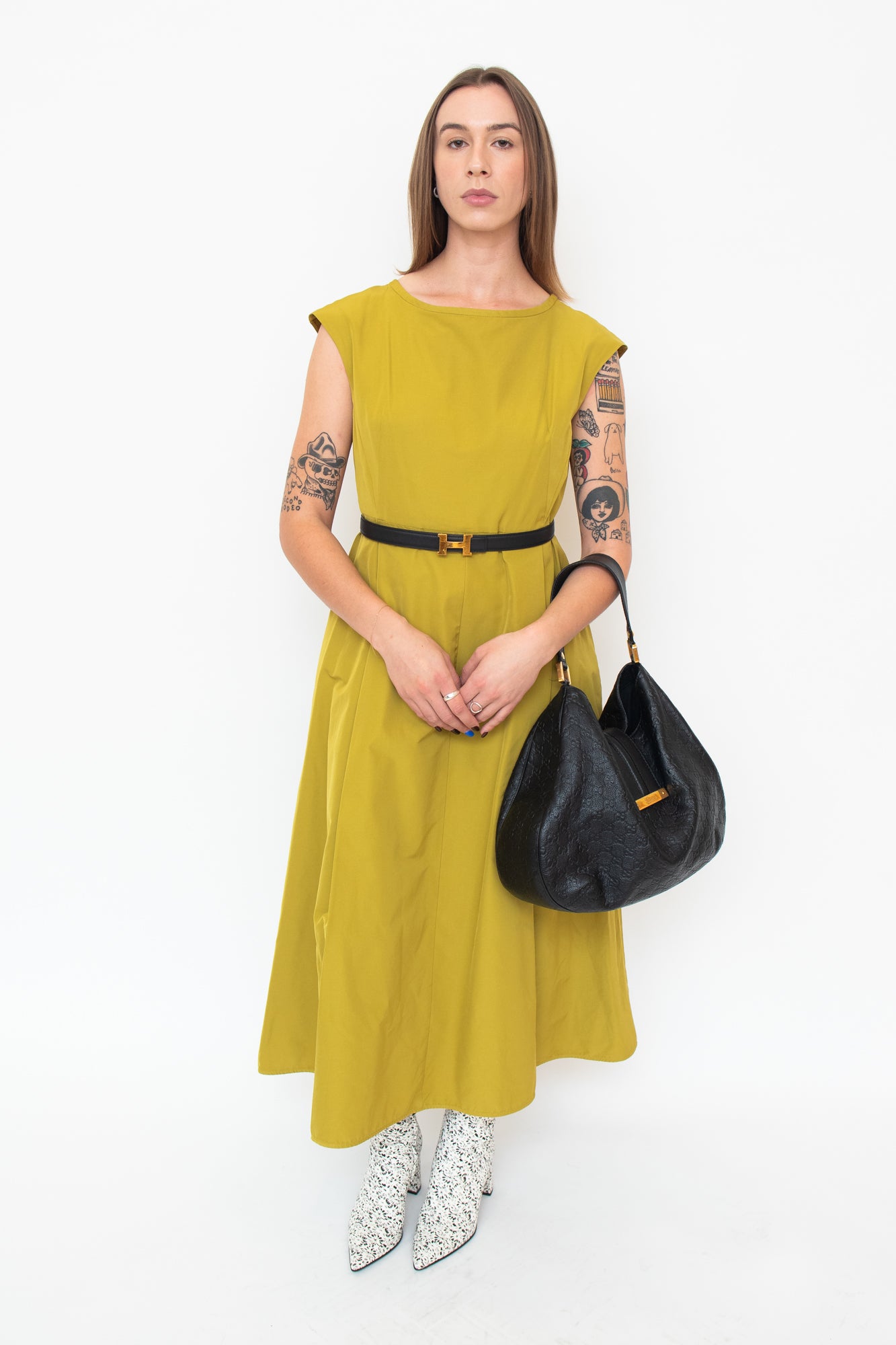 Green Sleeveless Pocketed Dress