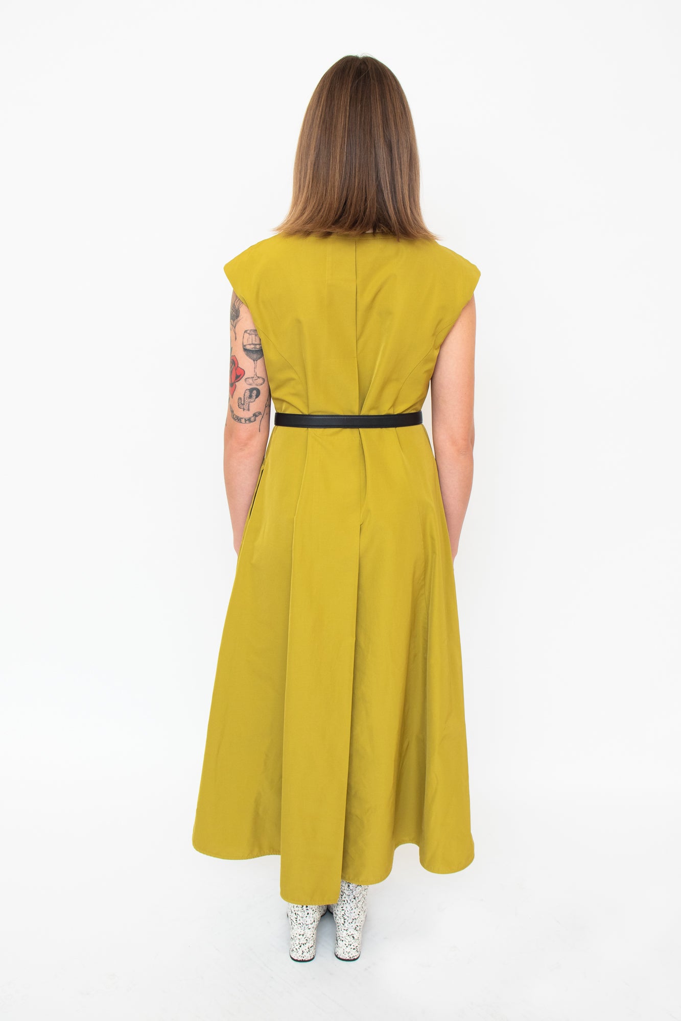 Green Sleeveless Pocketed Dress