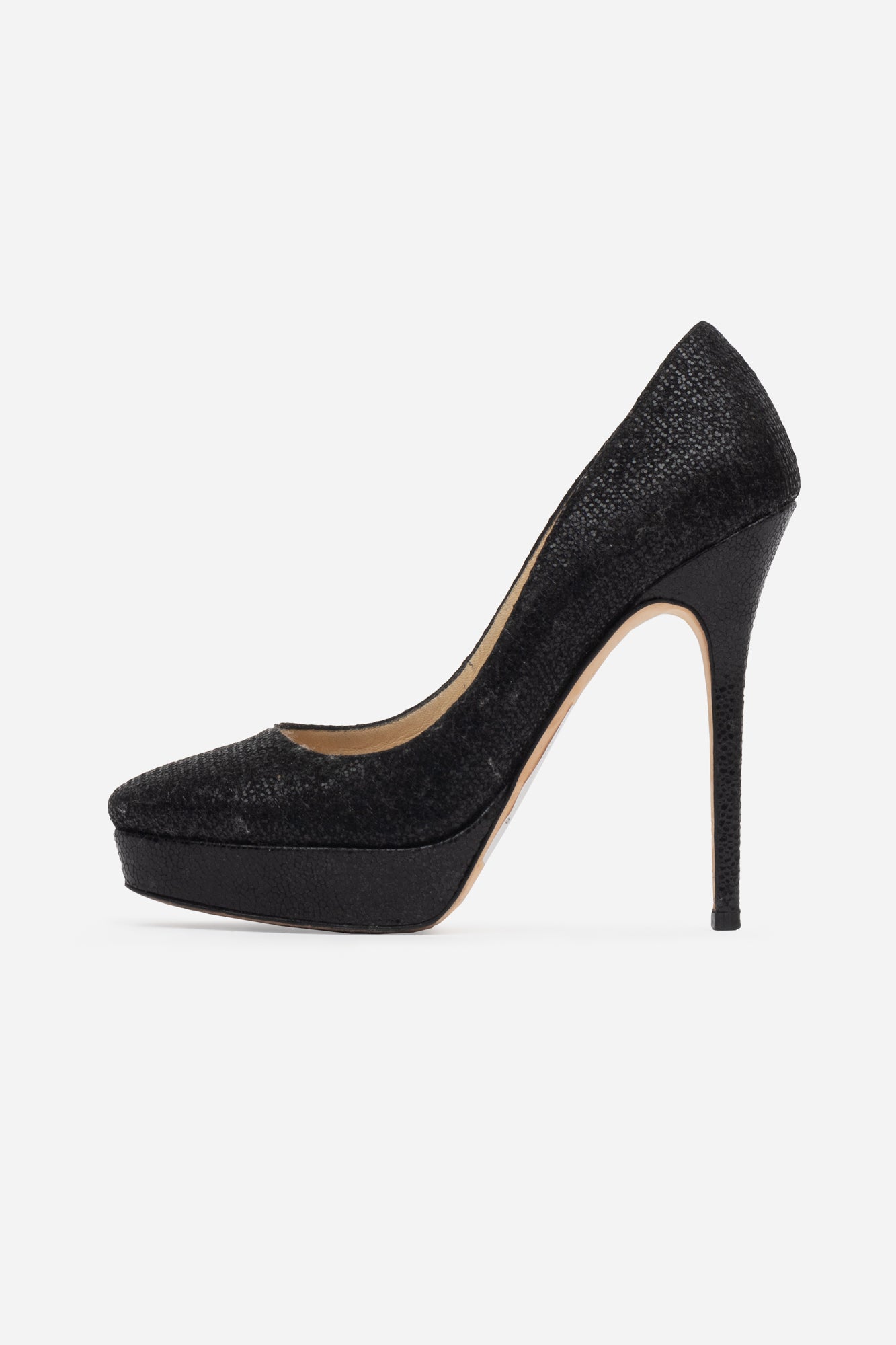 Black Glitter Platform Pump