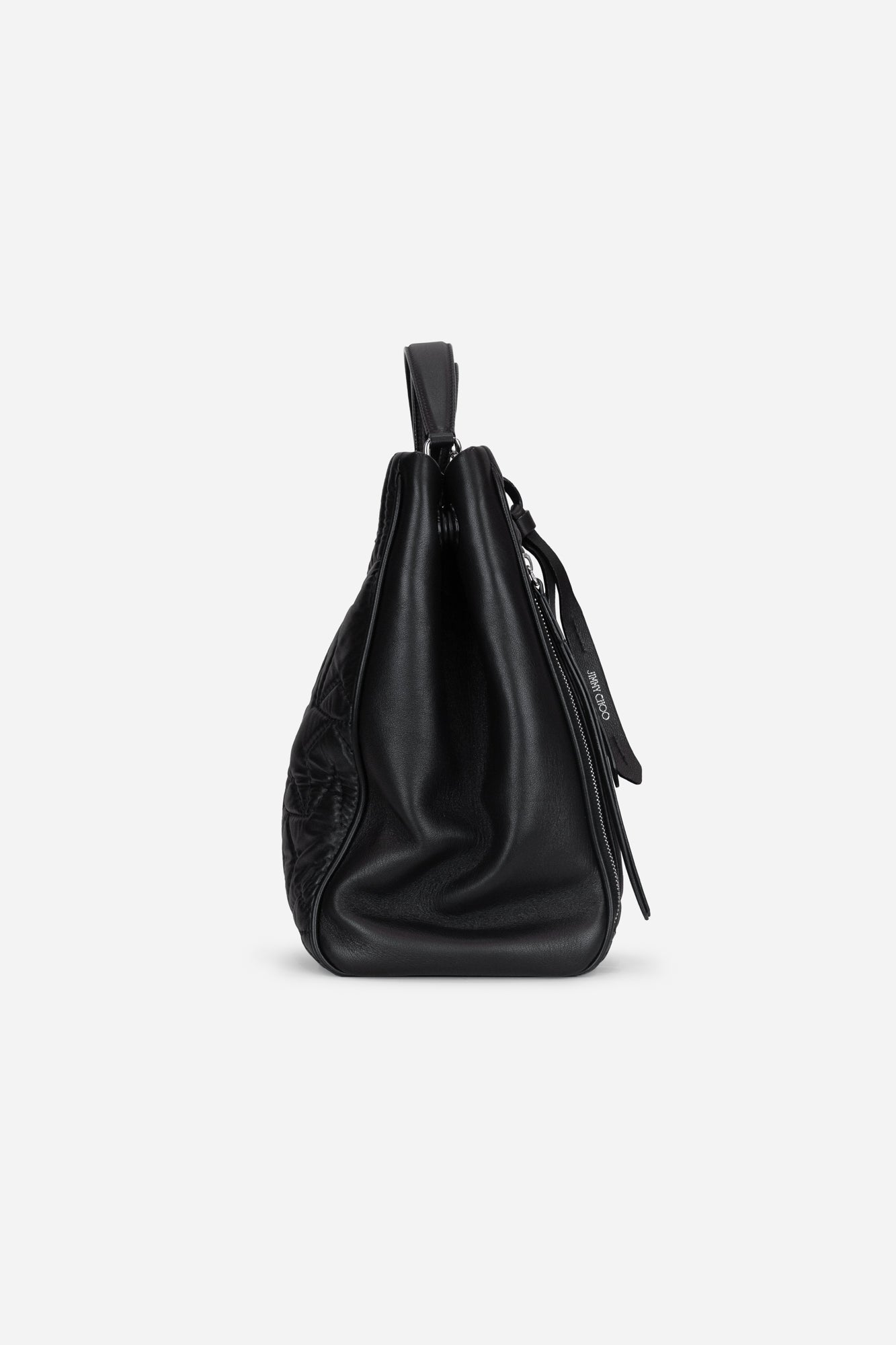 Black Leather Helia Shopping Tote