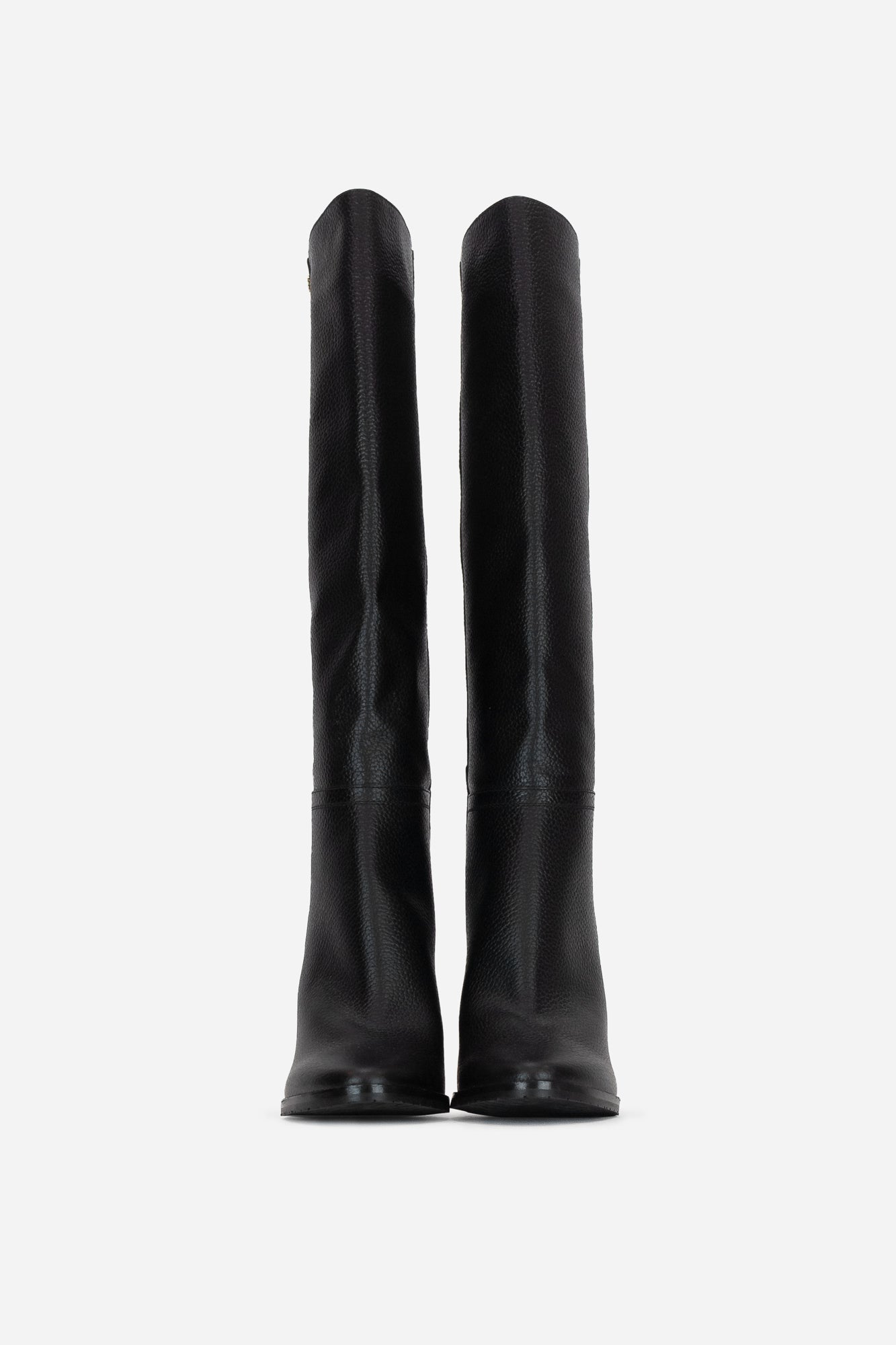 Black Leather Knee-High Boots