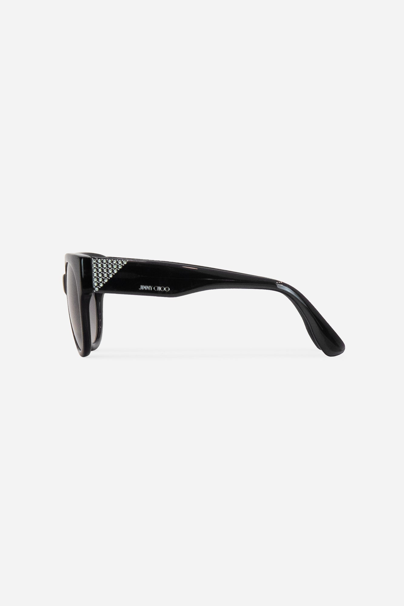 Black Round Square Edge Frame With Dimond Corner Arm Sunglasses