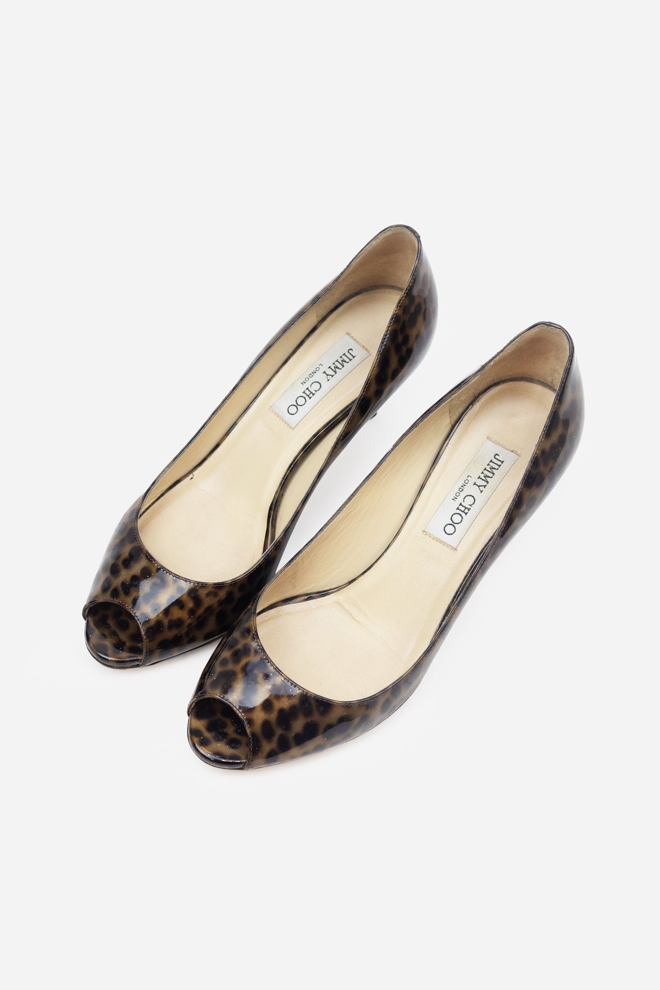 Brown Leopard Print Open Toe Pumps