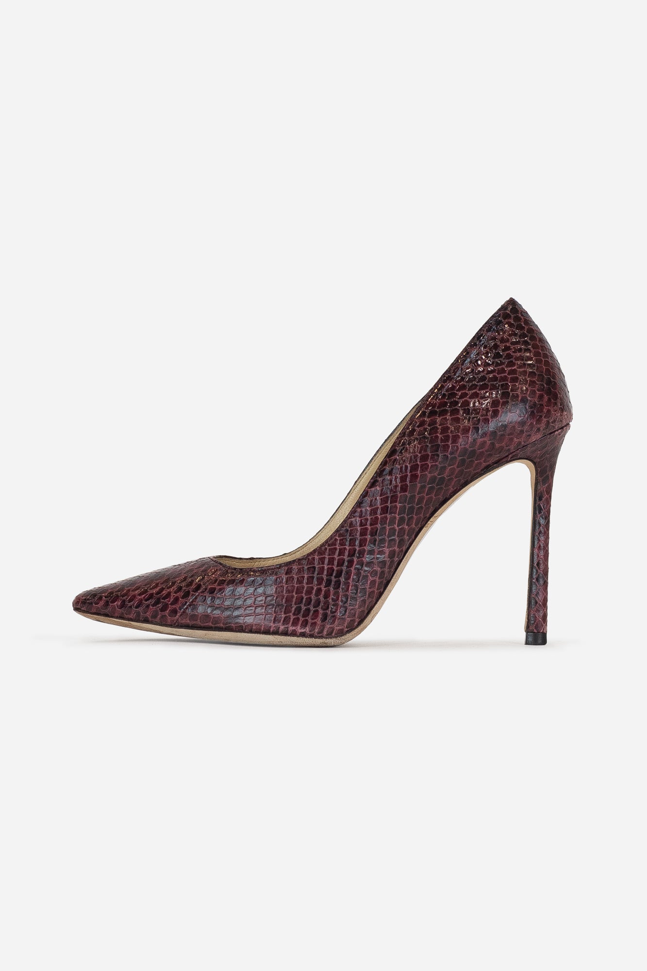 Deep Purple & red Python Pointed Toe Pump