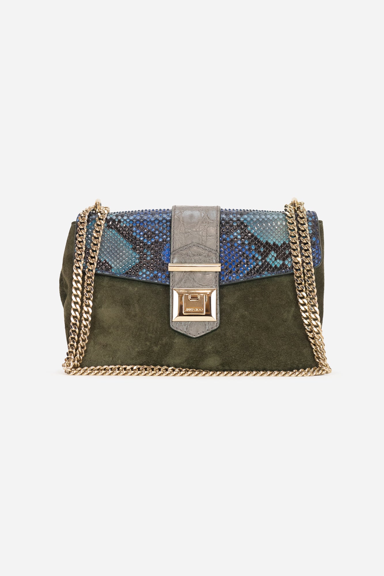 Python + suede shoulder bag