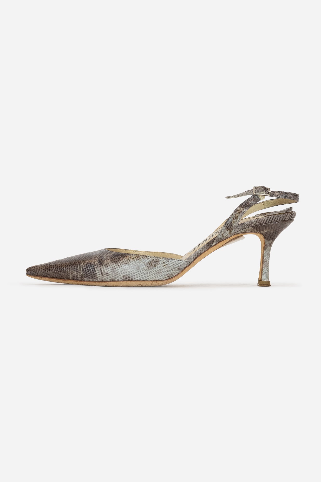 Vintage Ombre Croc Sling Back Pumps