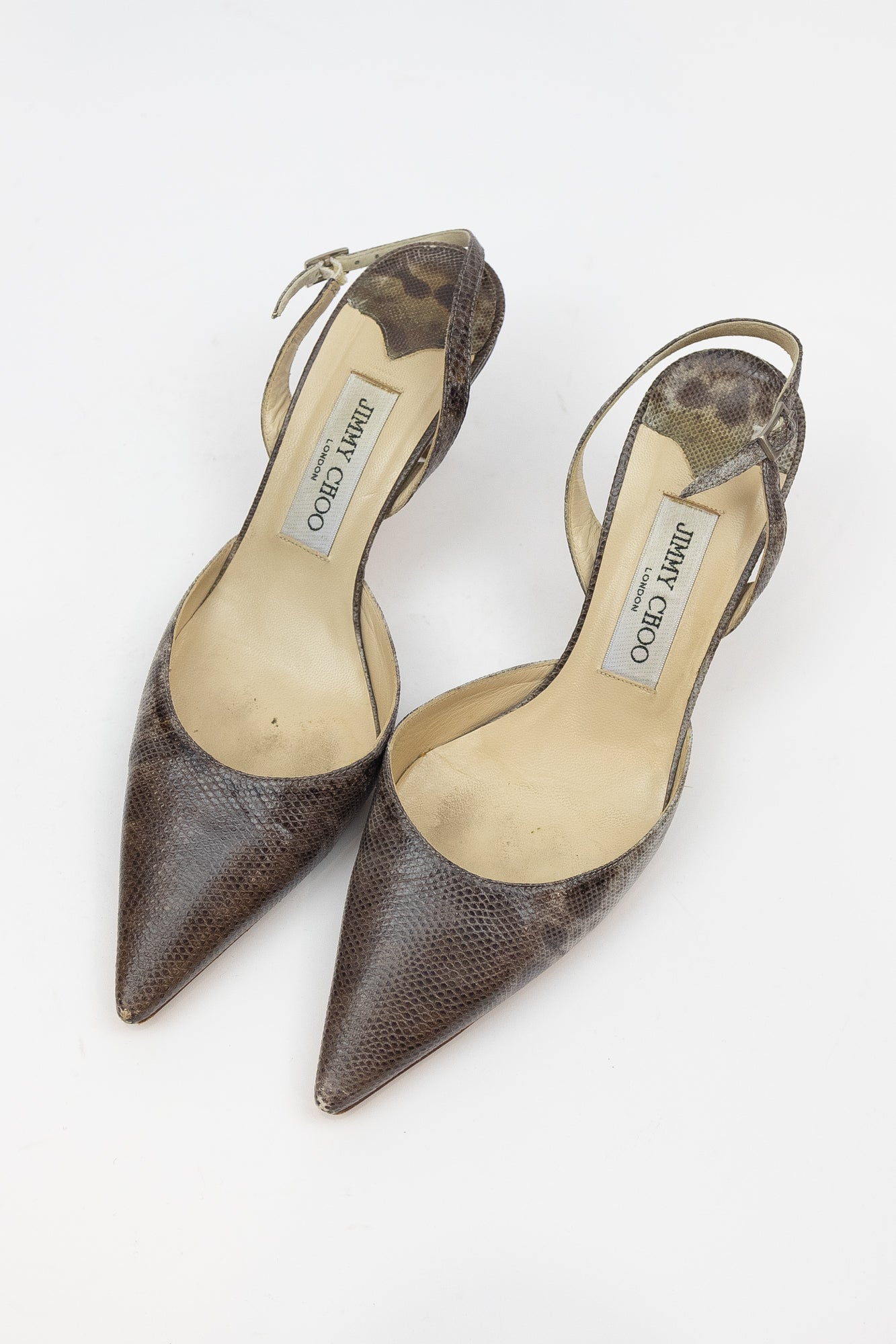 Vintage Ombre Croc Sling Back Pumps