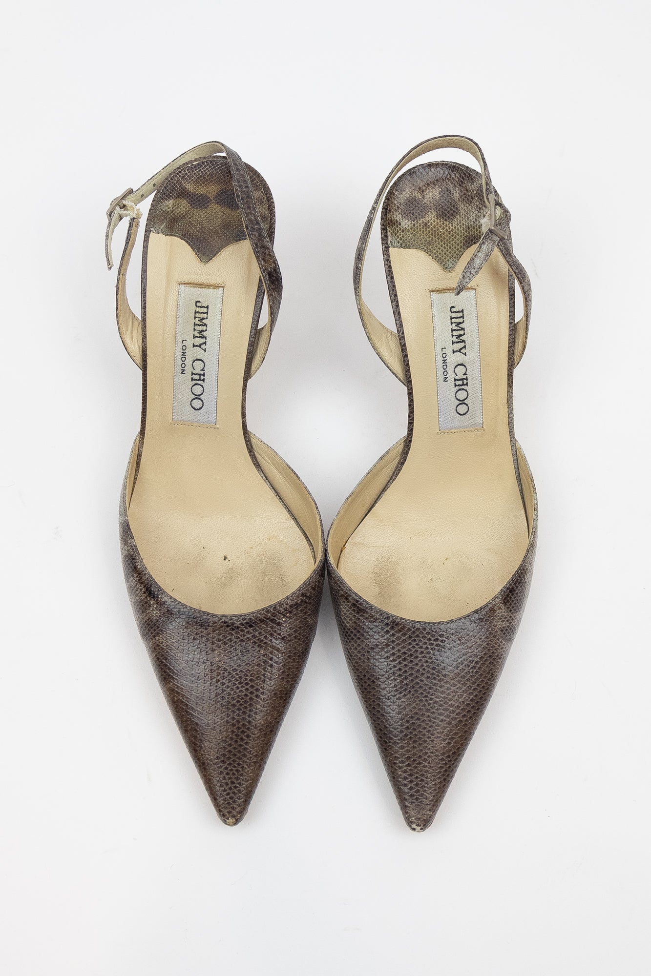 Vintage Ombre Croc Sling Back Pumps