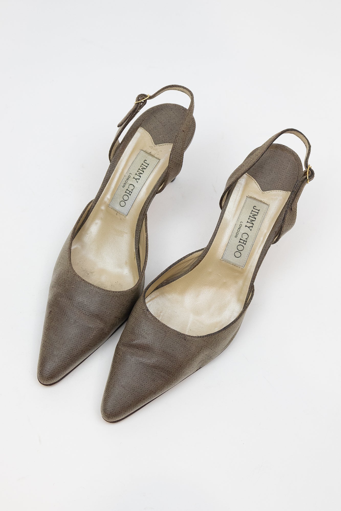 Vintage Washed Grey Sling Back Pump