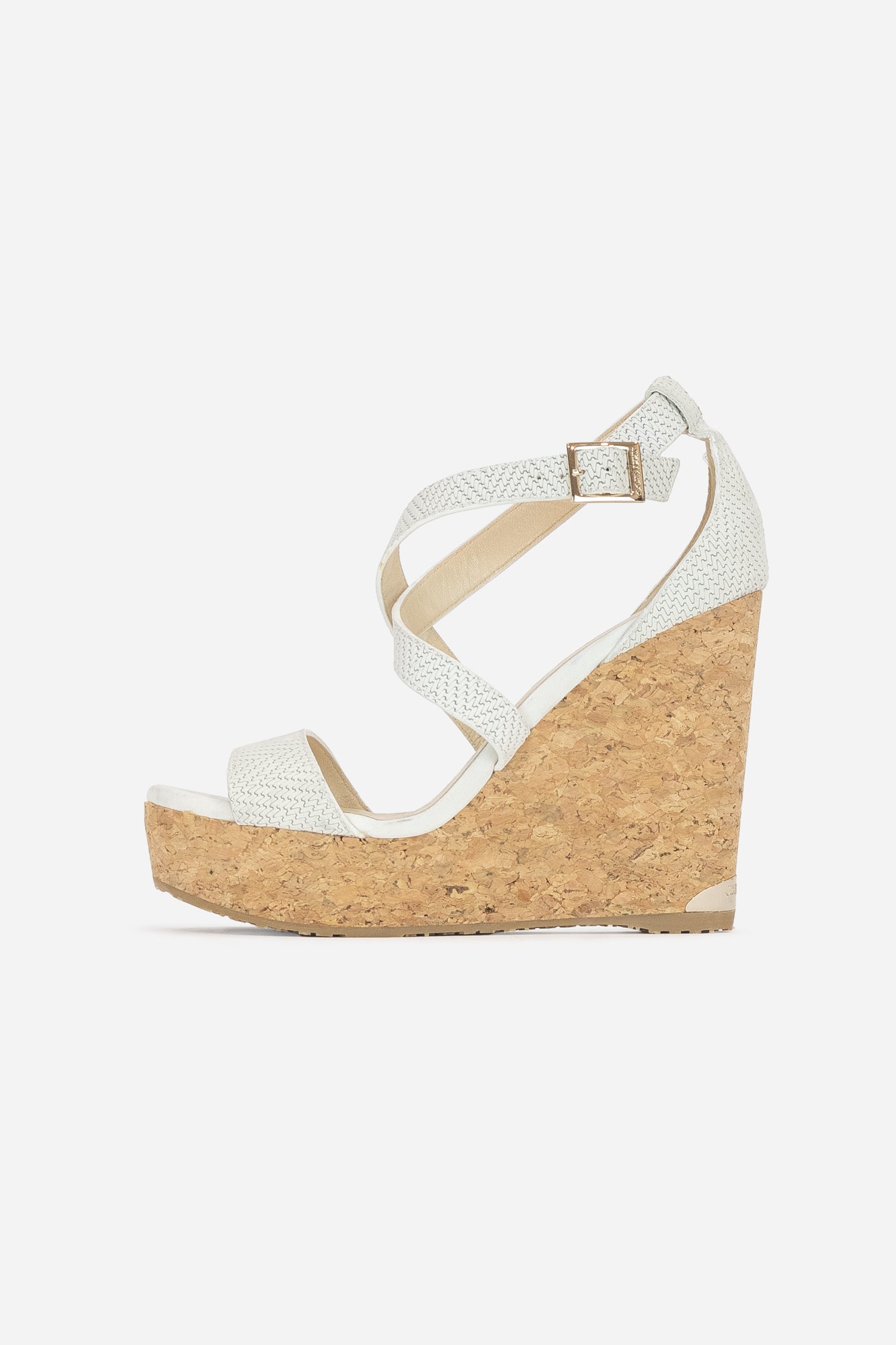 White Strappy Wedge Heel