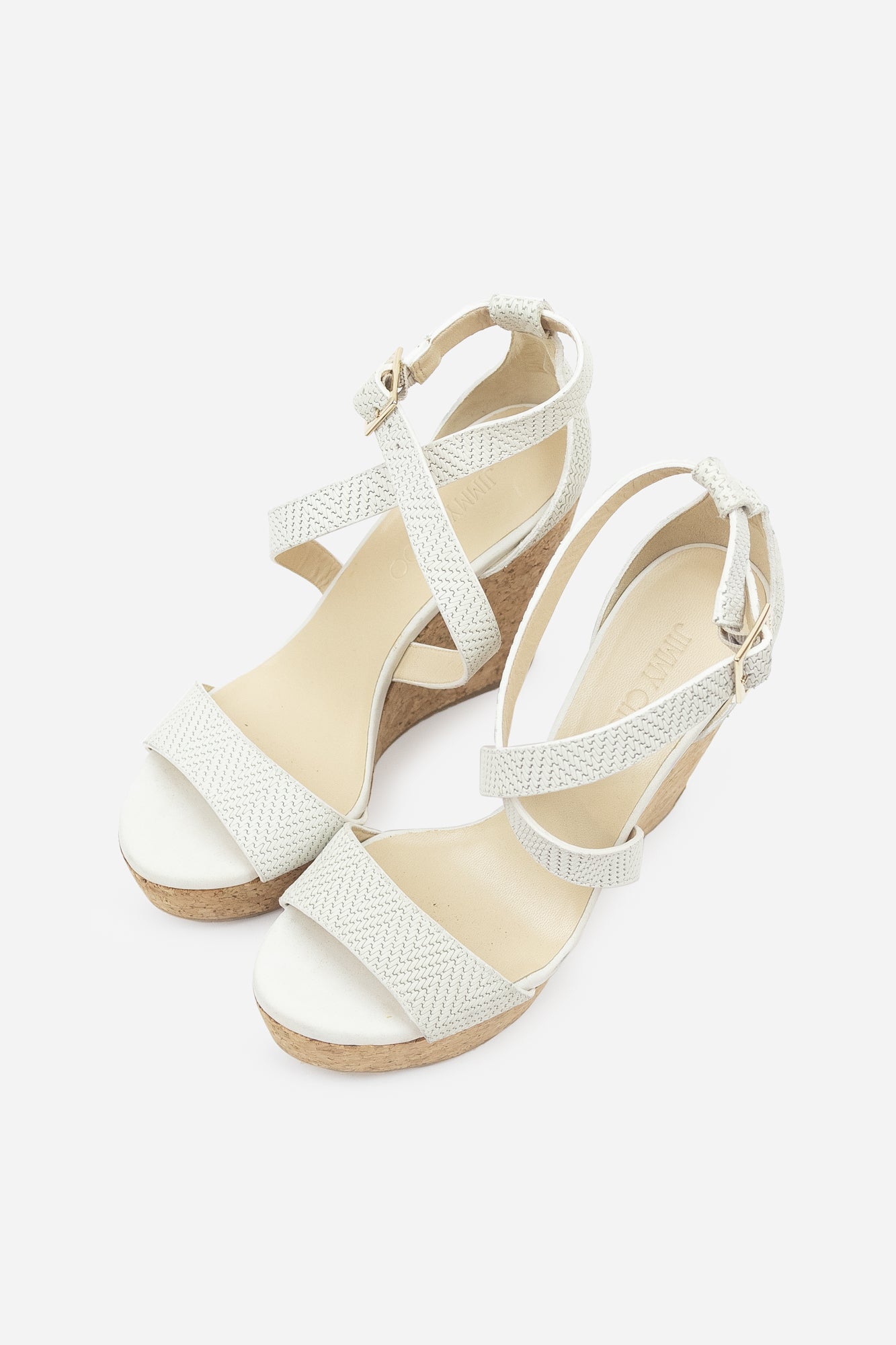 White Strappy Wedge Heel