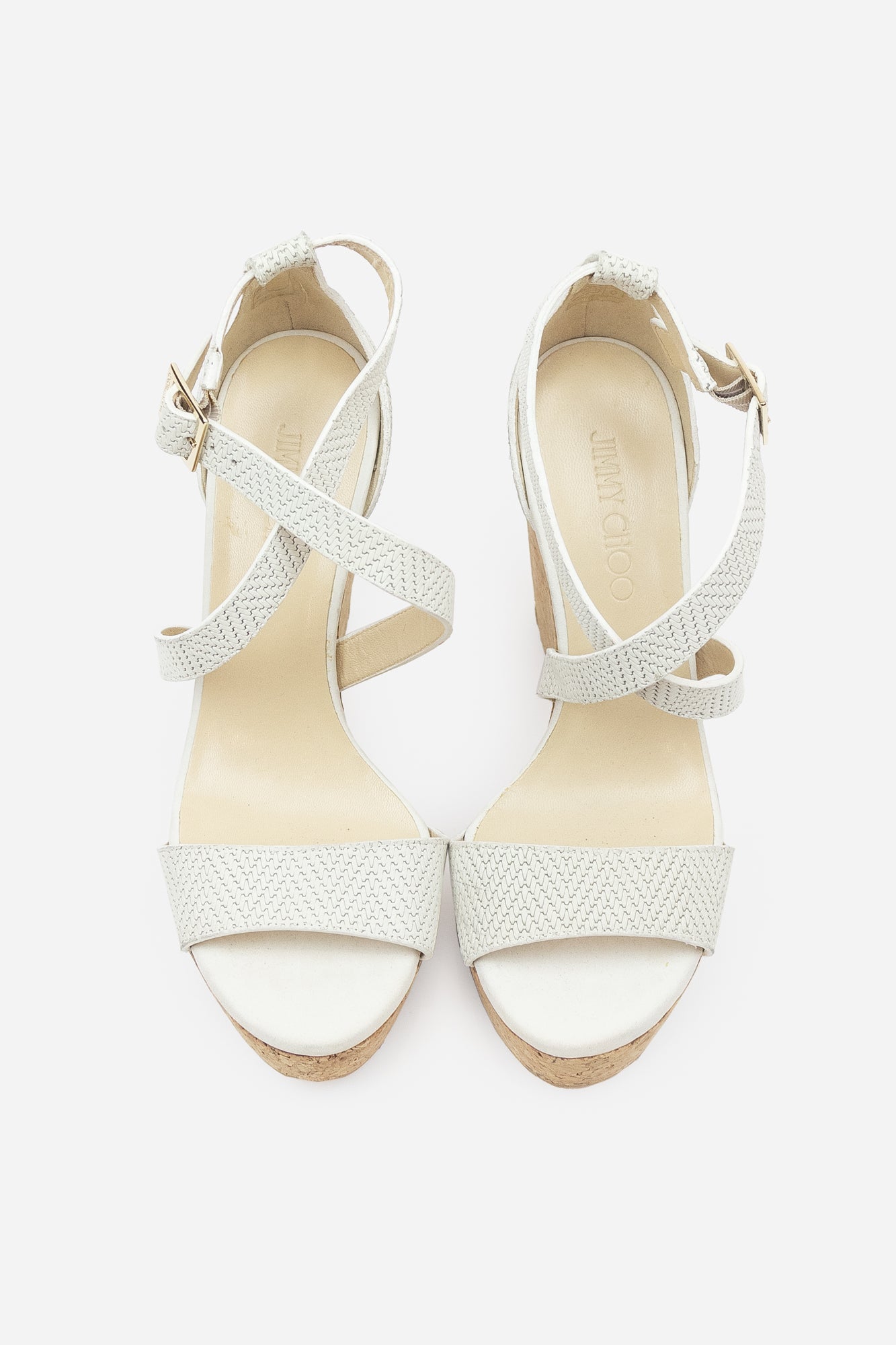 White Strappy Wedge Heel