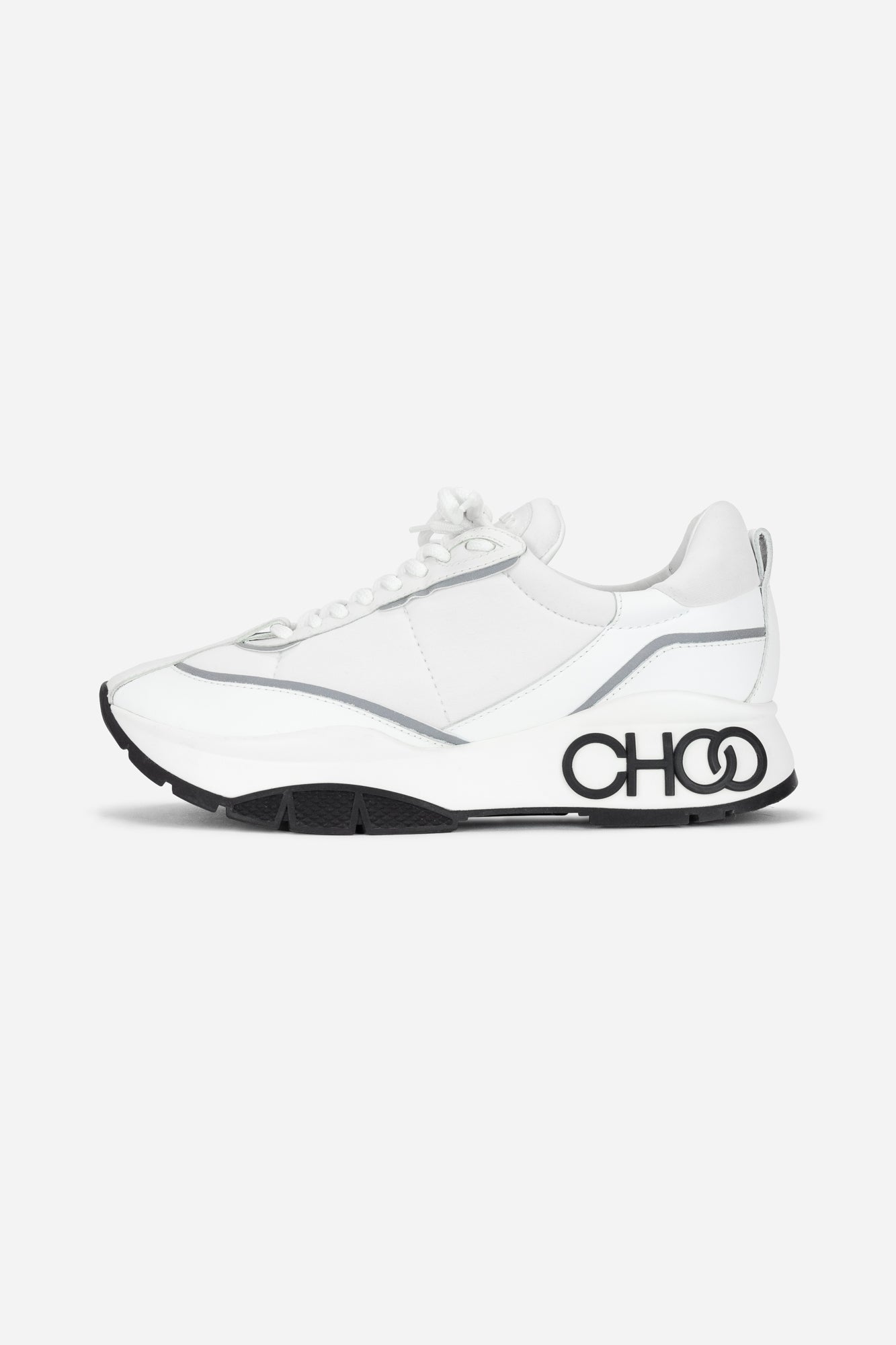 White and Black Logo Raine Low-Top Sneakers