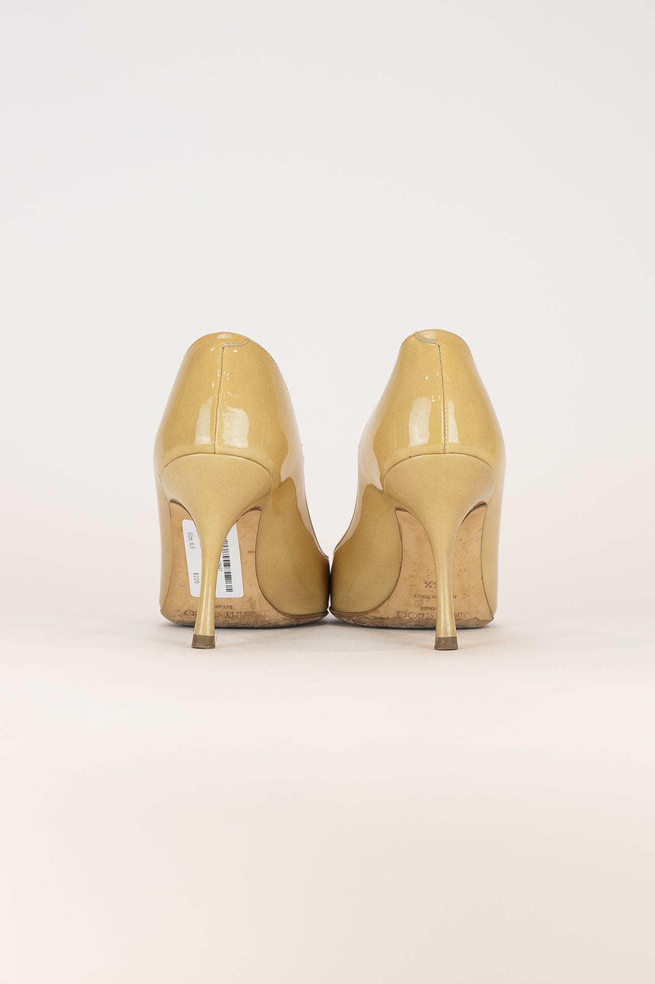 Yellow Beige Pointed Toe Patent Pump