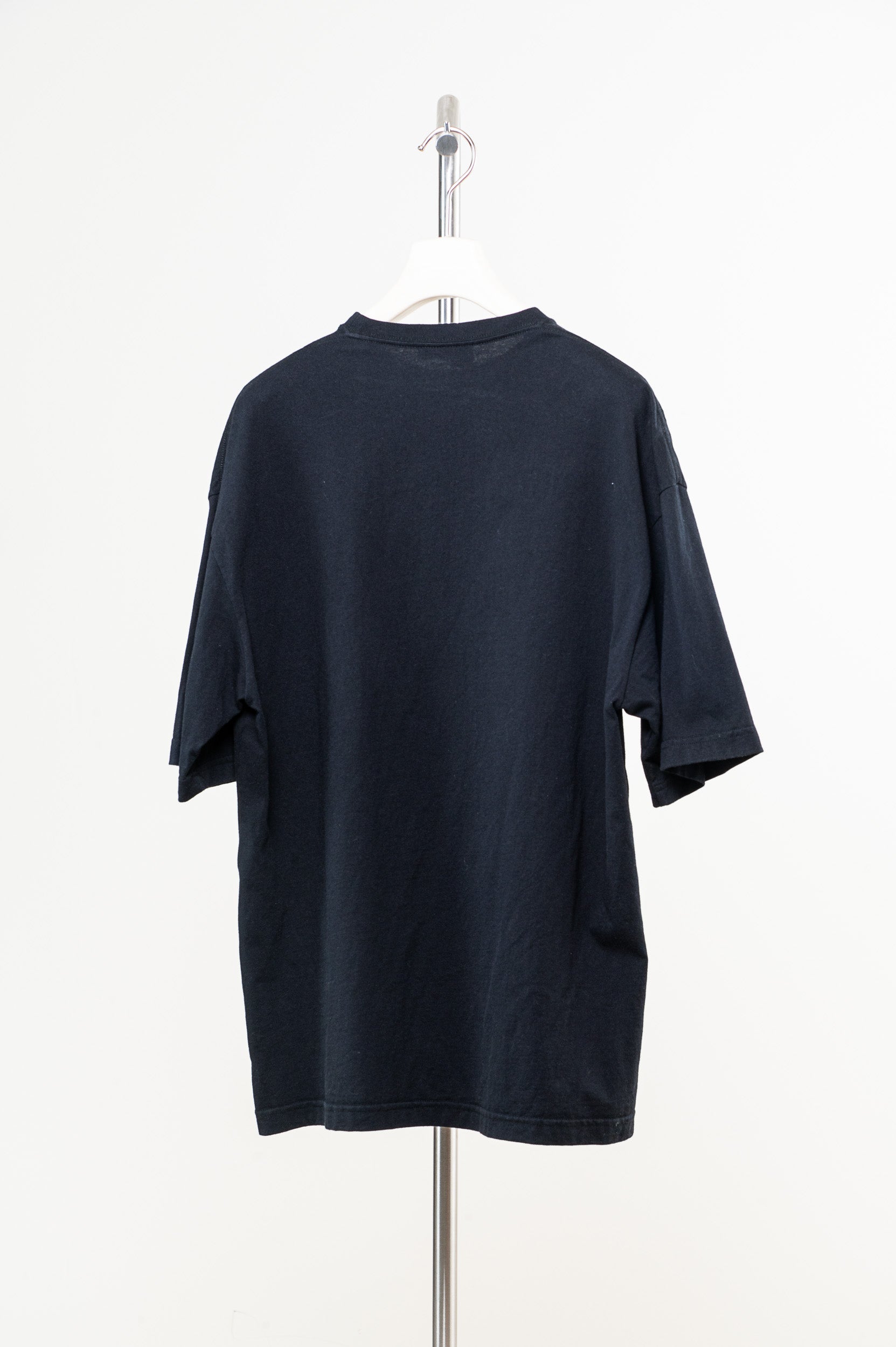 Back view of Balenciaga black and white logo tee