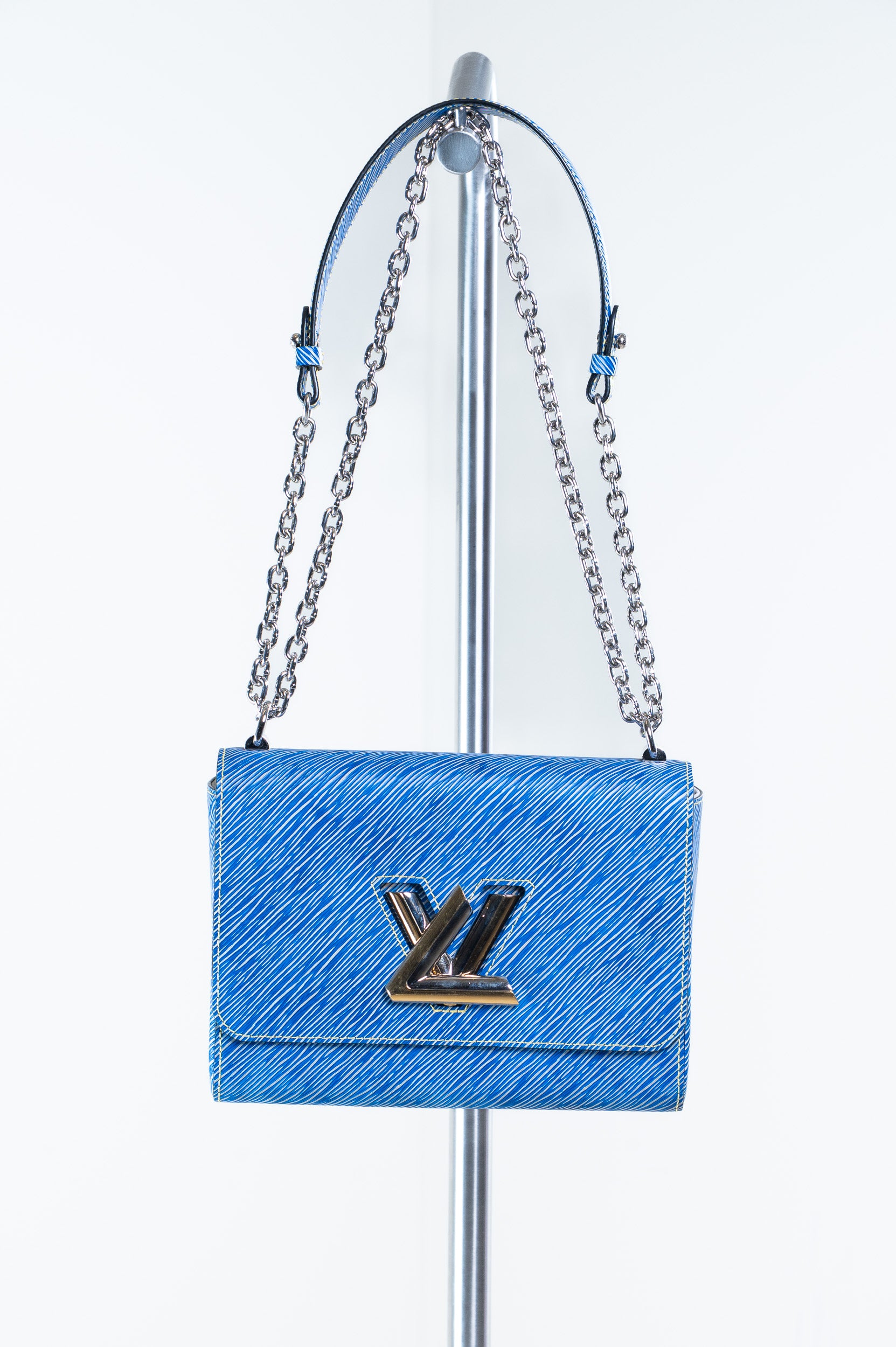 Epi Leather Blue Twist MM Crossbody Bag