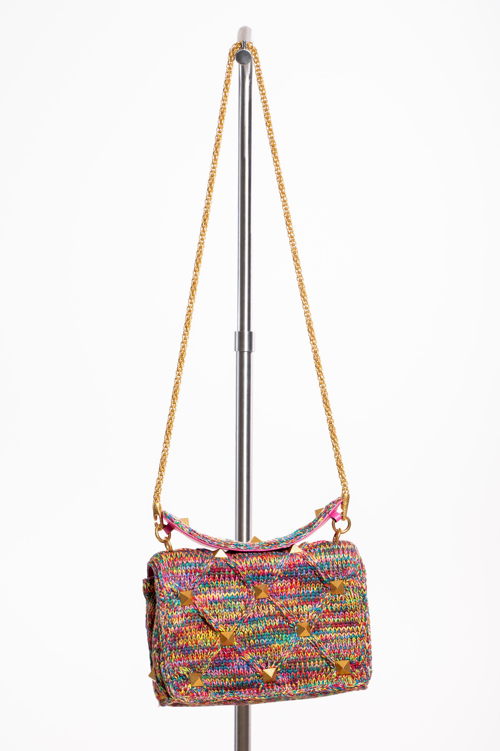Back view of the Valentino Garavani Roman Stud Medium Quilted Shoulder Bag