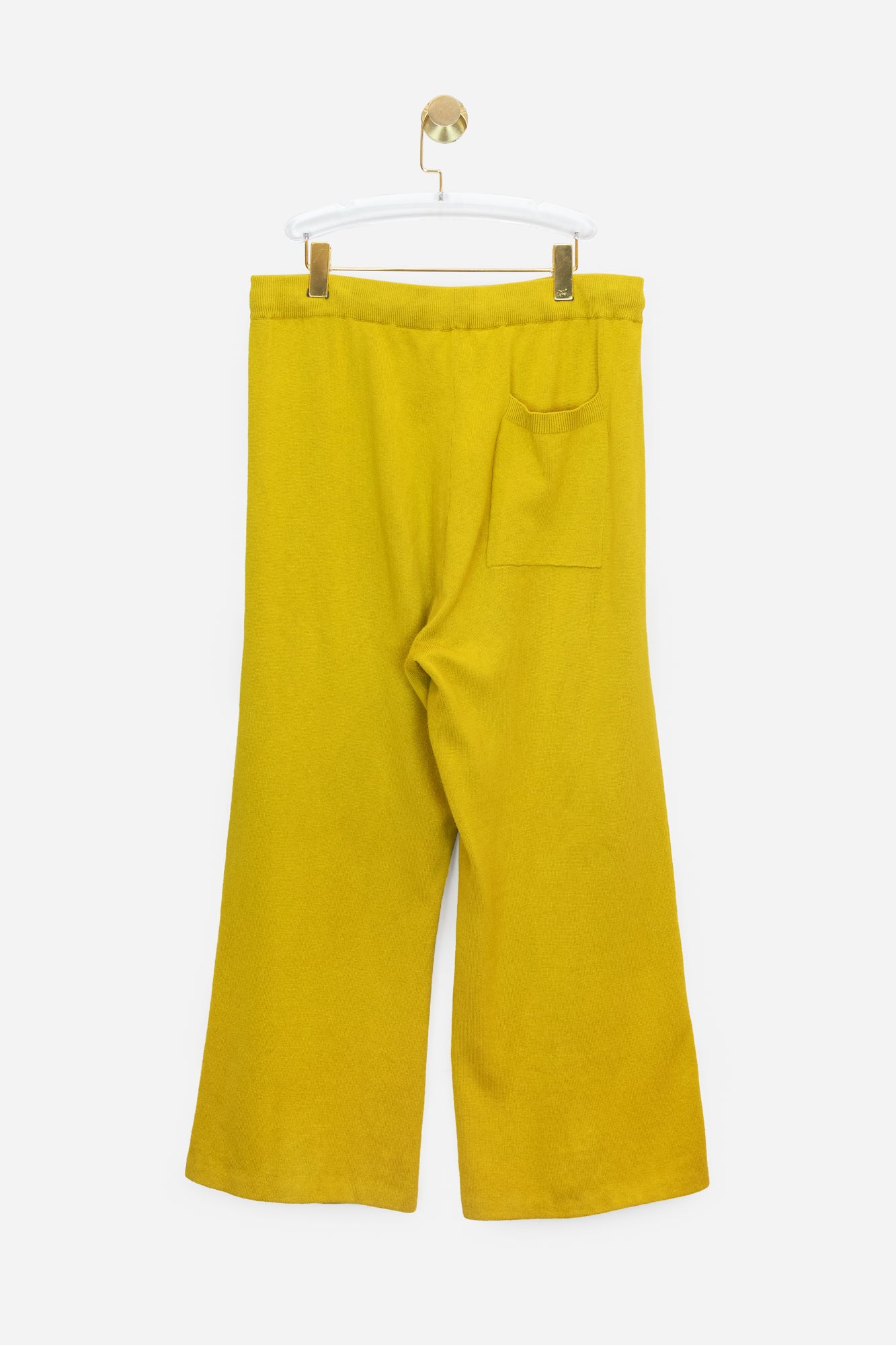 'Barb' Mustard Wide Leg Knit Pant with Pink Heart