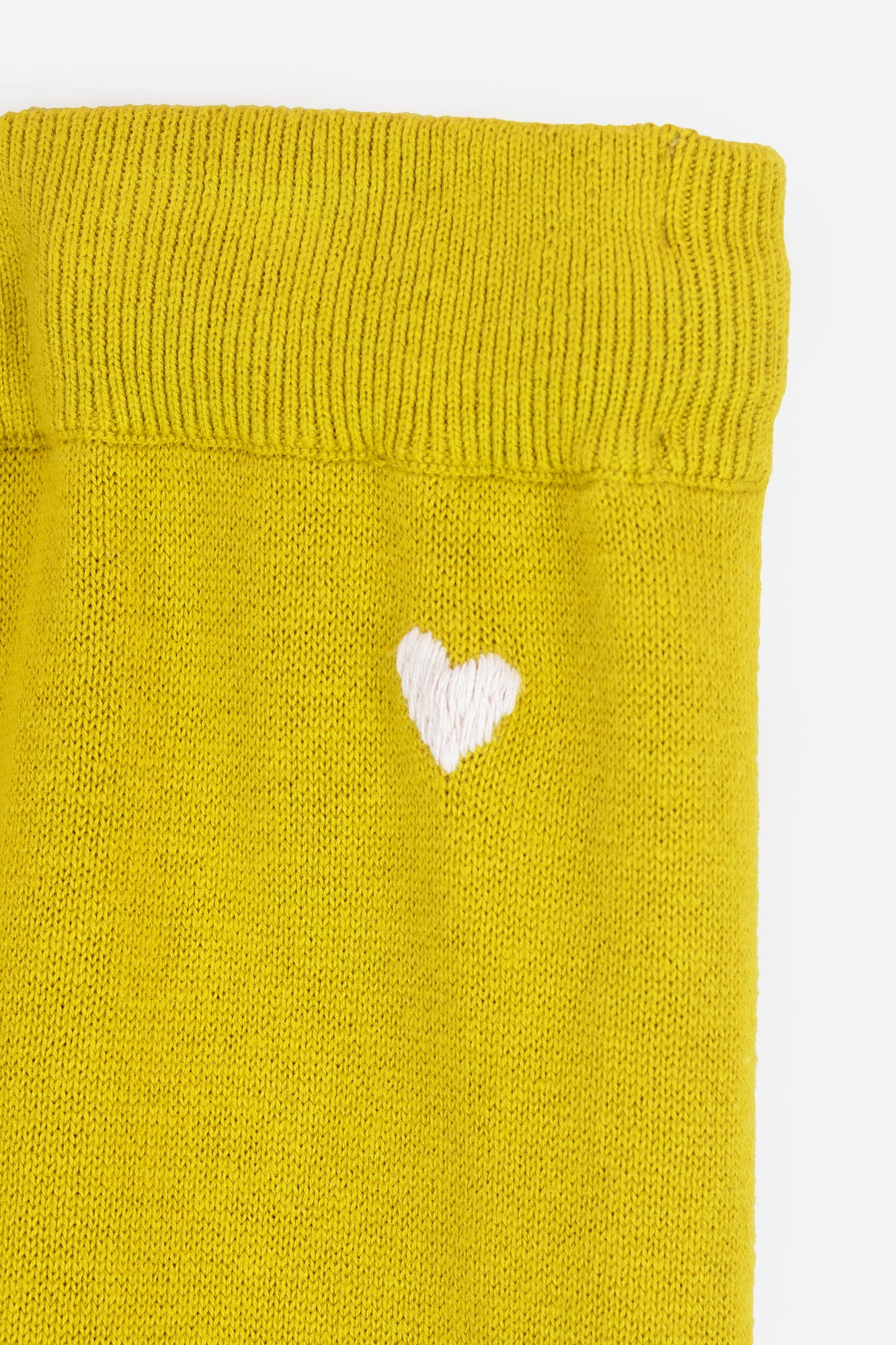 'Barb' Mustard Wide Leg Knit Pant with Pink Heart