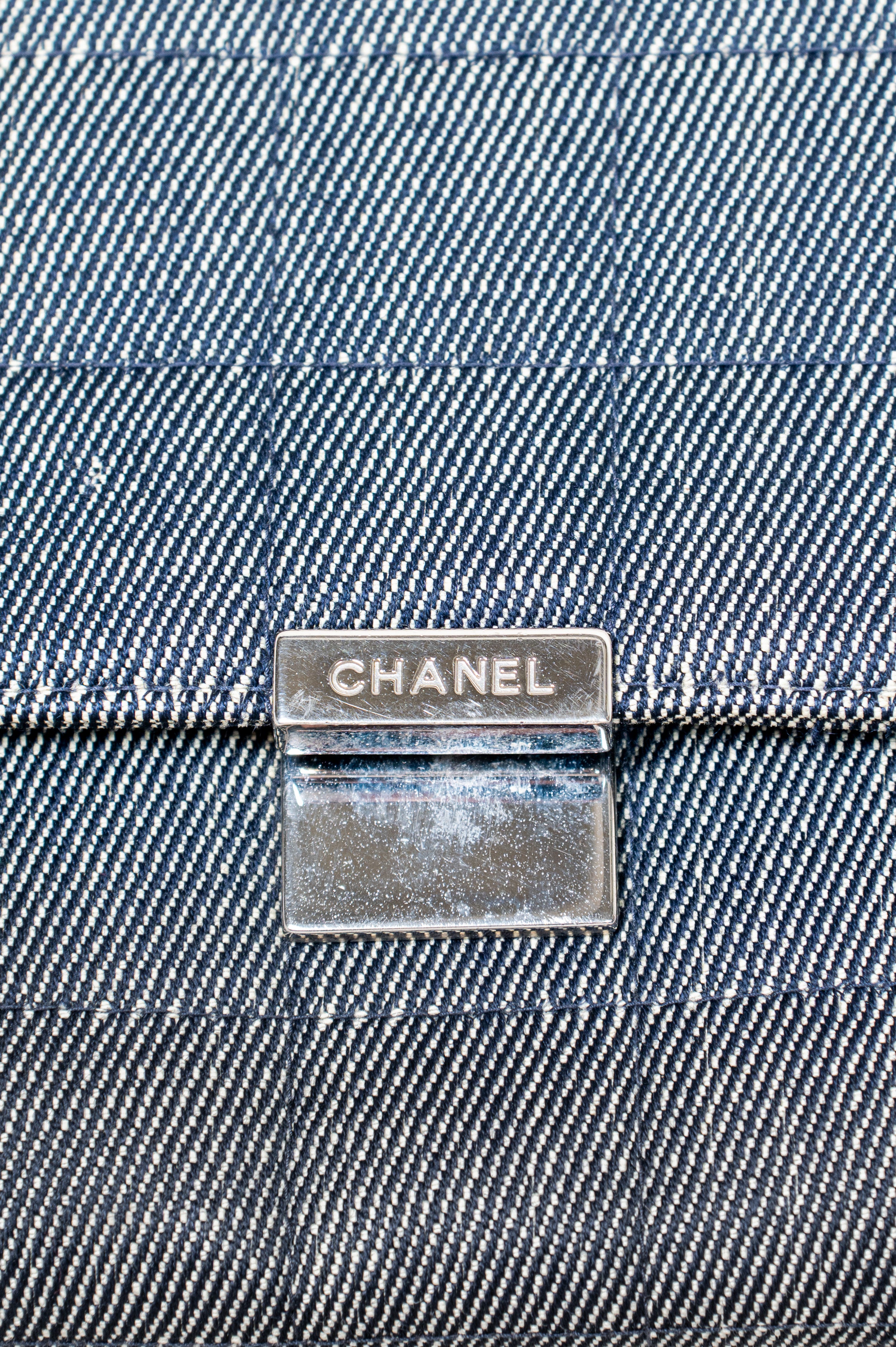Vintage Denim Chocolate Bar Flap Bag