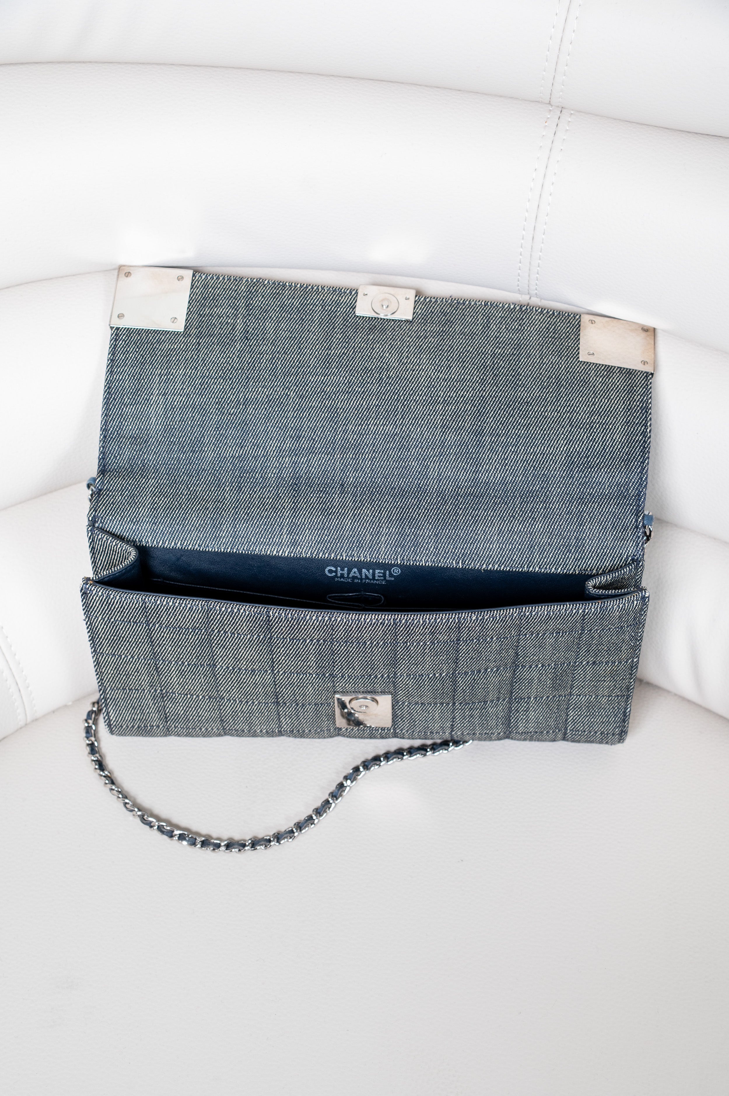 Vintage Denim Chocolate Bar Flap Bag