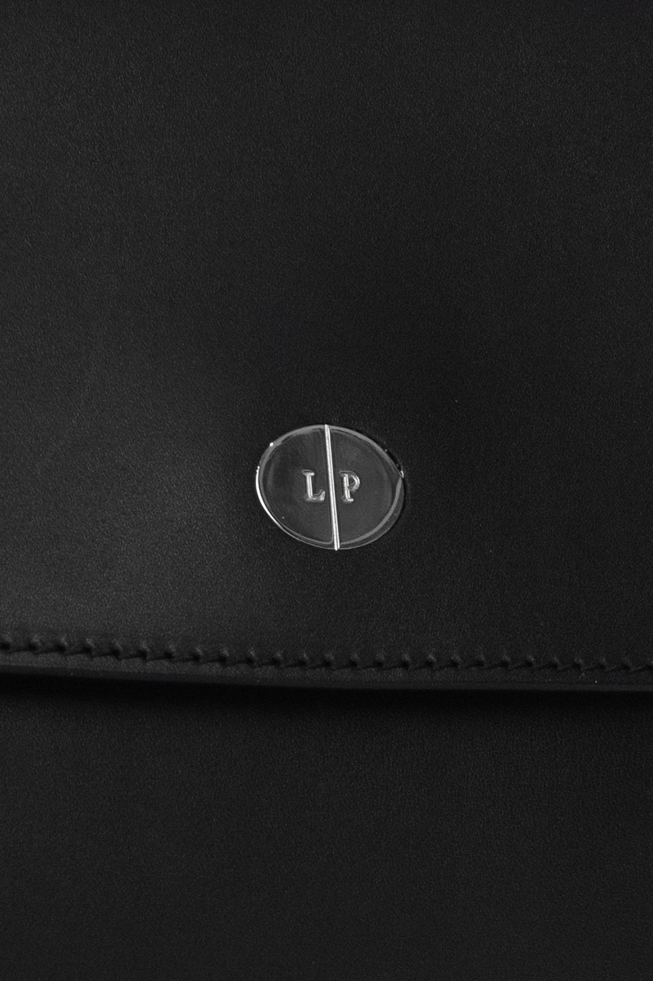Black Leather Crossbody Bag W/ Silver Logo