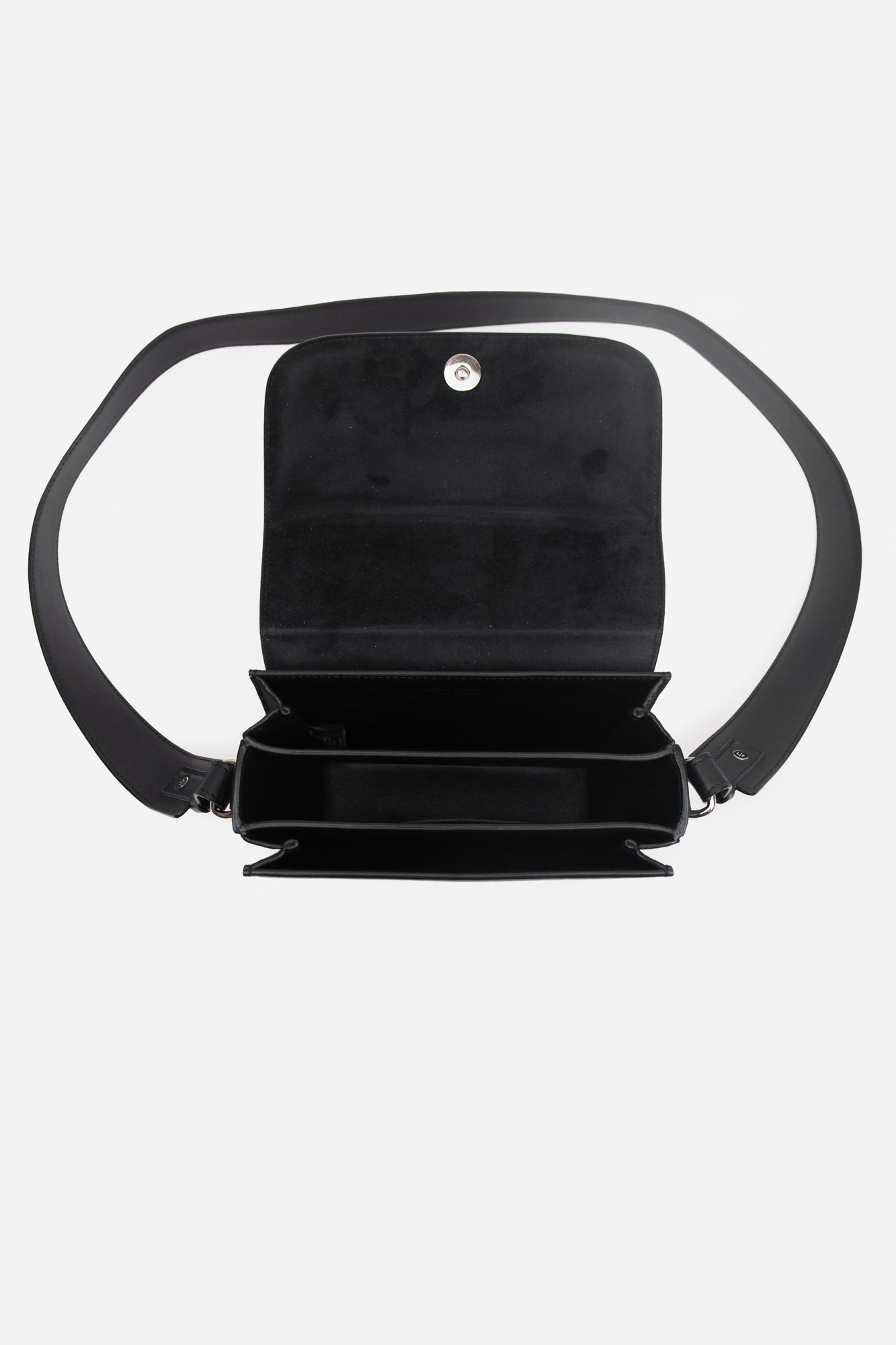 Black Leather Crossbody Bag W/ Silver Logo