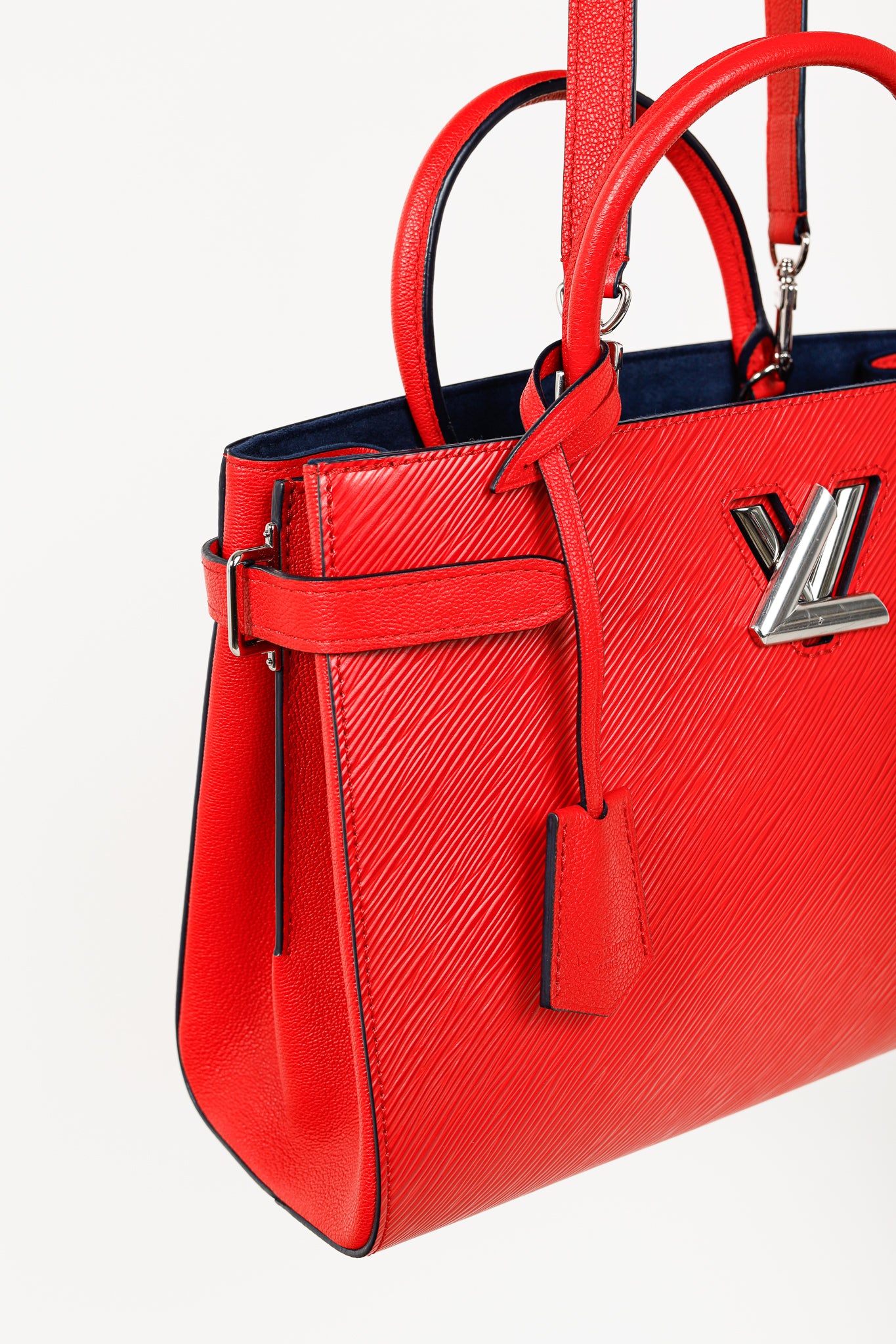 Red/Navy Twist Coquelicot Epi Leather Tote