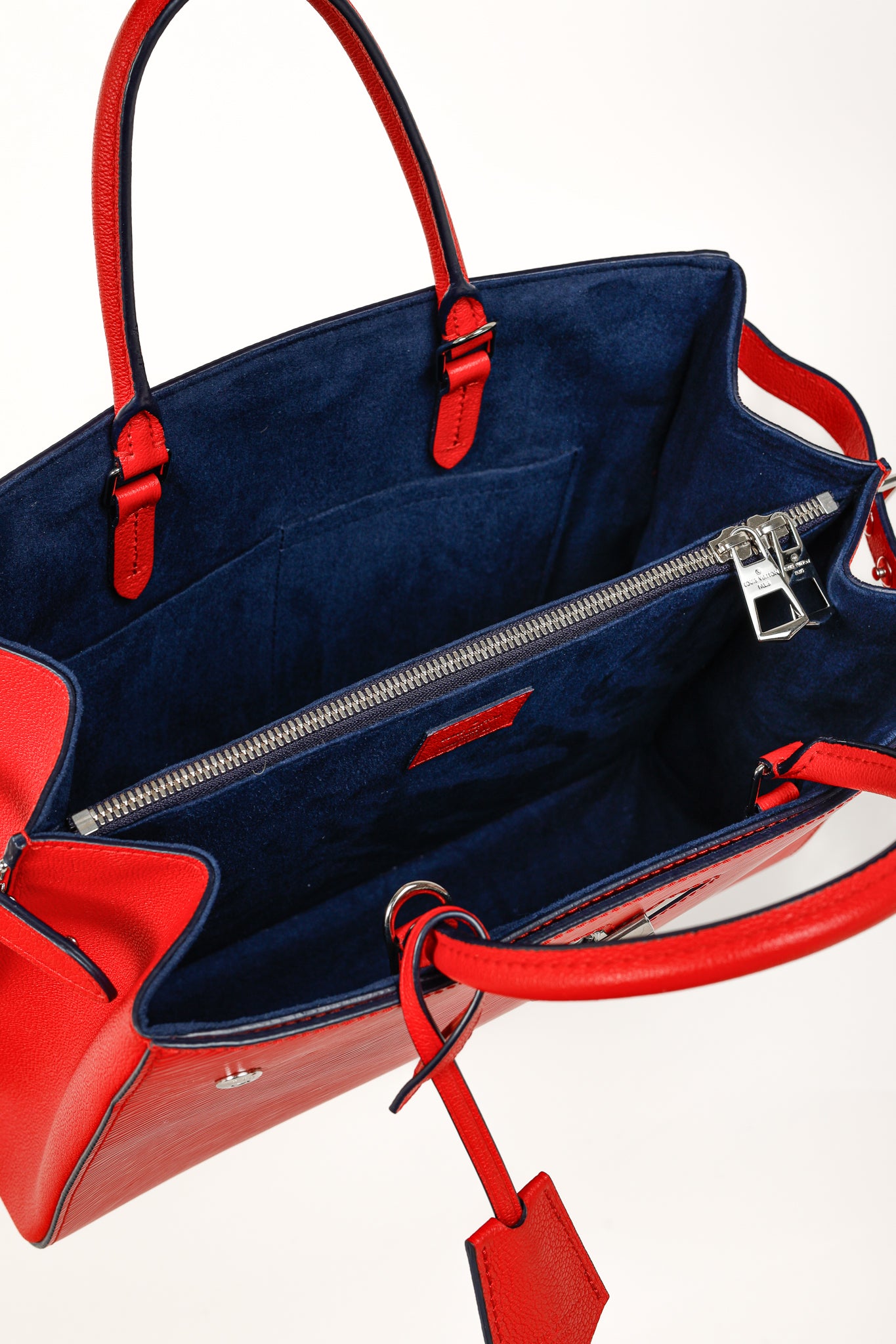 Red/Navy Twist Coquelicot Epi Leather Tote
