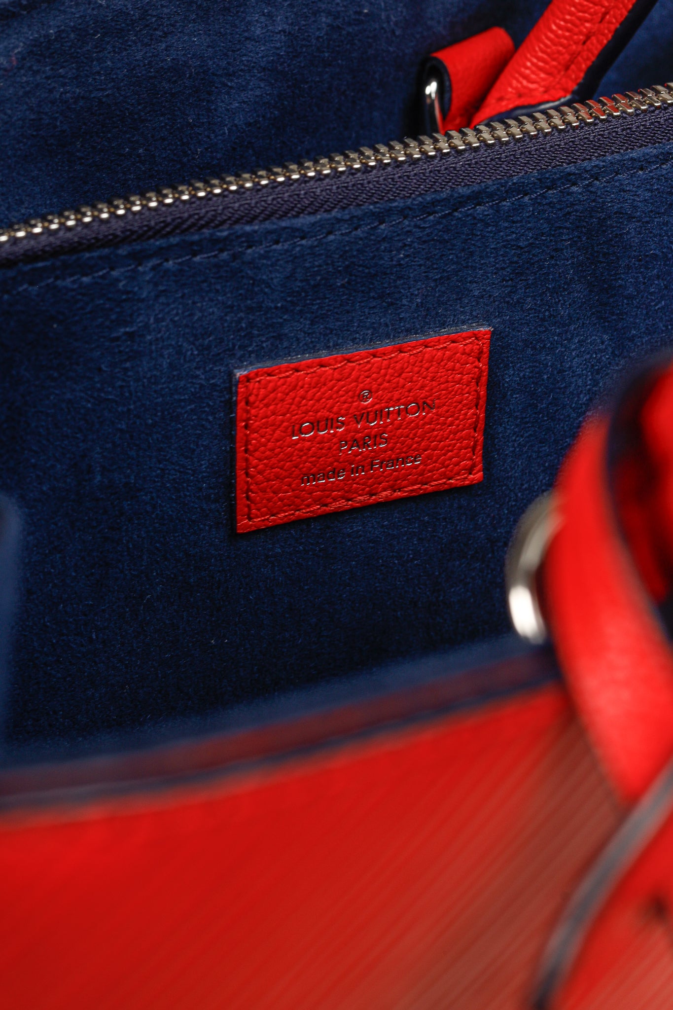 Red/Navy Twist Coquelicot Epi Leather Tote