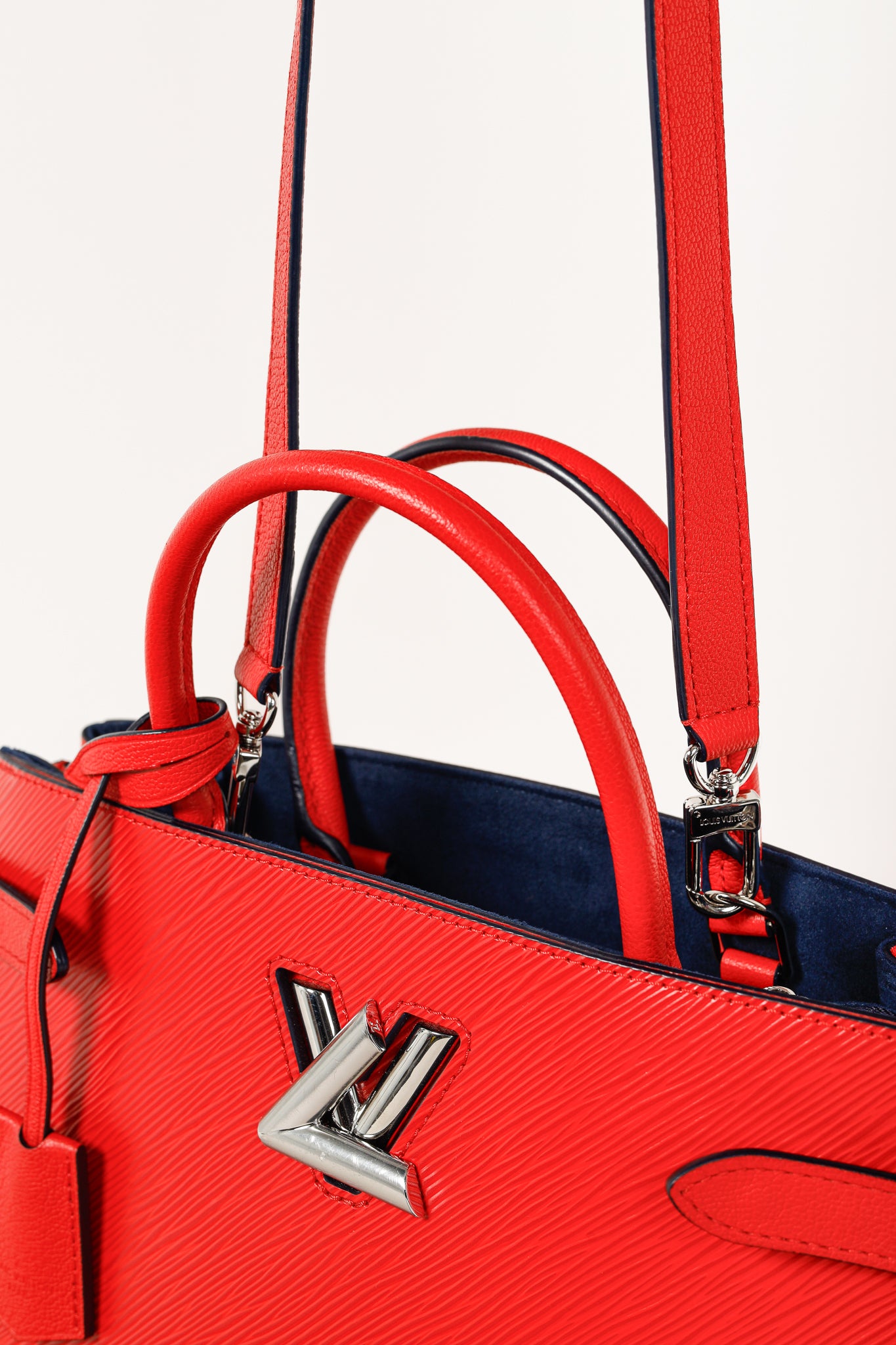Red/Navy Twist Coquelicot Epi Leather Tote