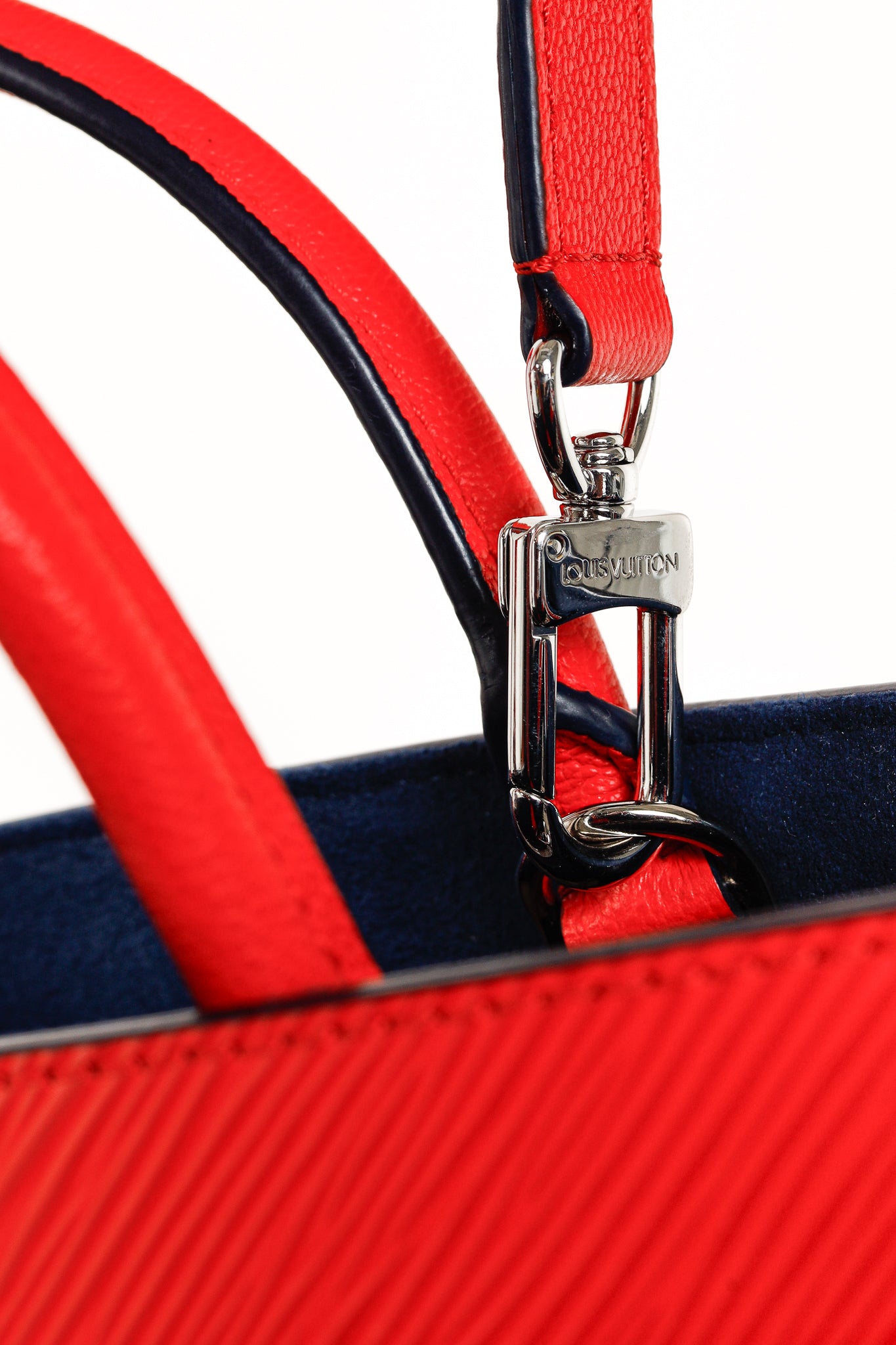 Red/Navy Twist Coquelicot Epi Leather Tote