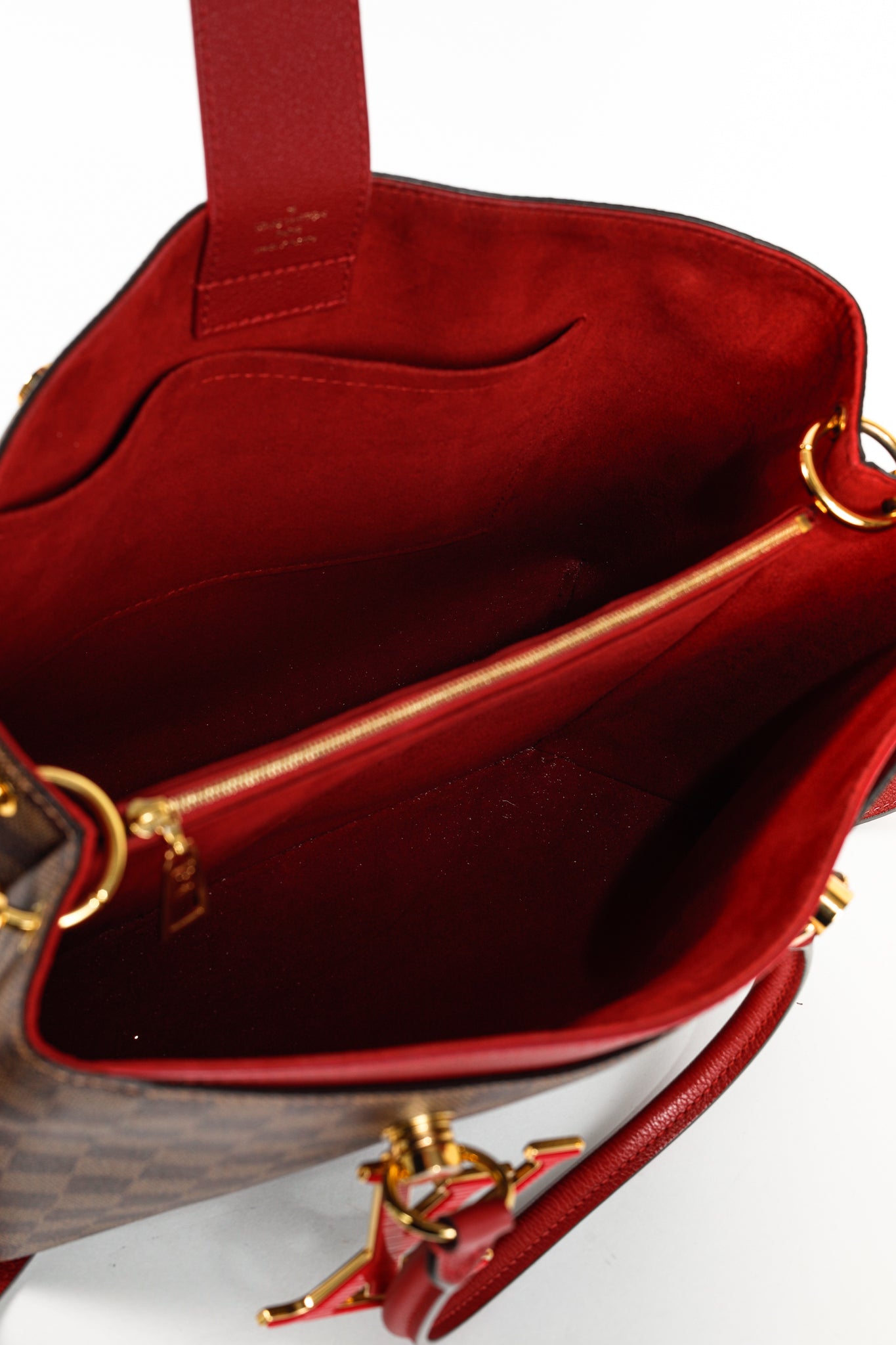Riverside Damier Ebene Lie de Vin Tote