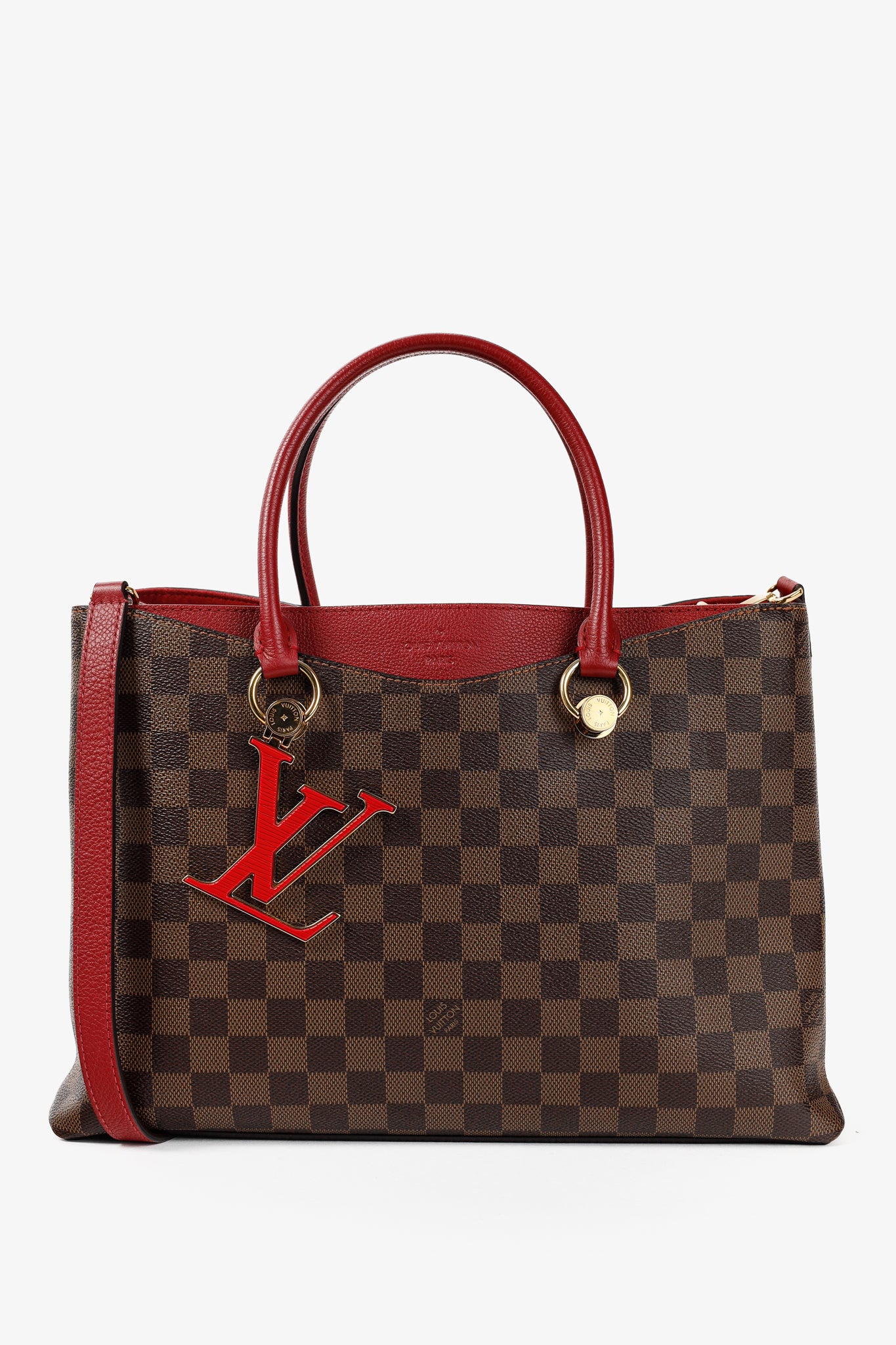 Riverside Damier Ebene Lie de Vin Tote
