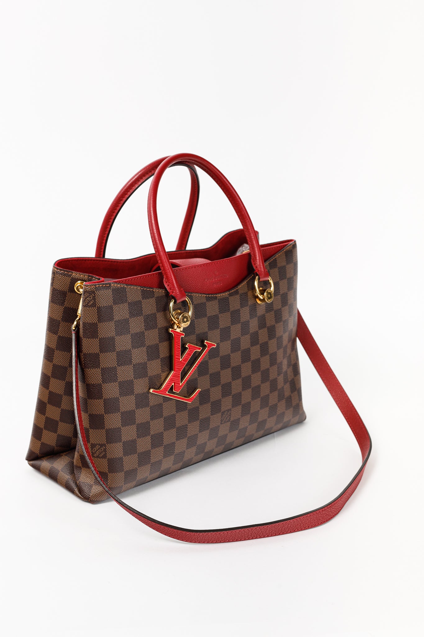 Riverside Damier Ebene Lie de Vin Tote