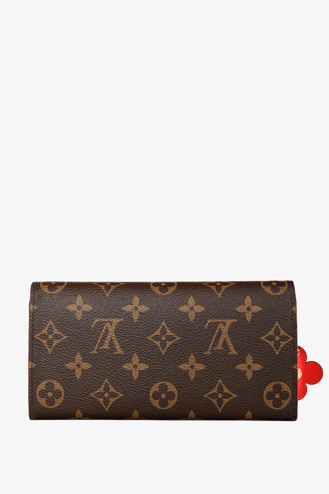 Brown Monogram Canvas Red Bloom Flower Emilie Wallet Coquelicot