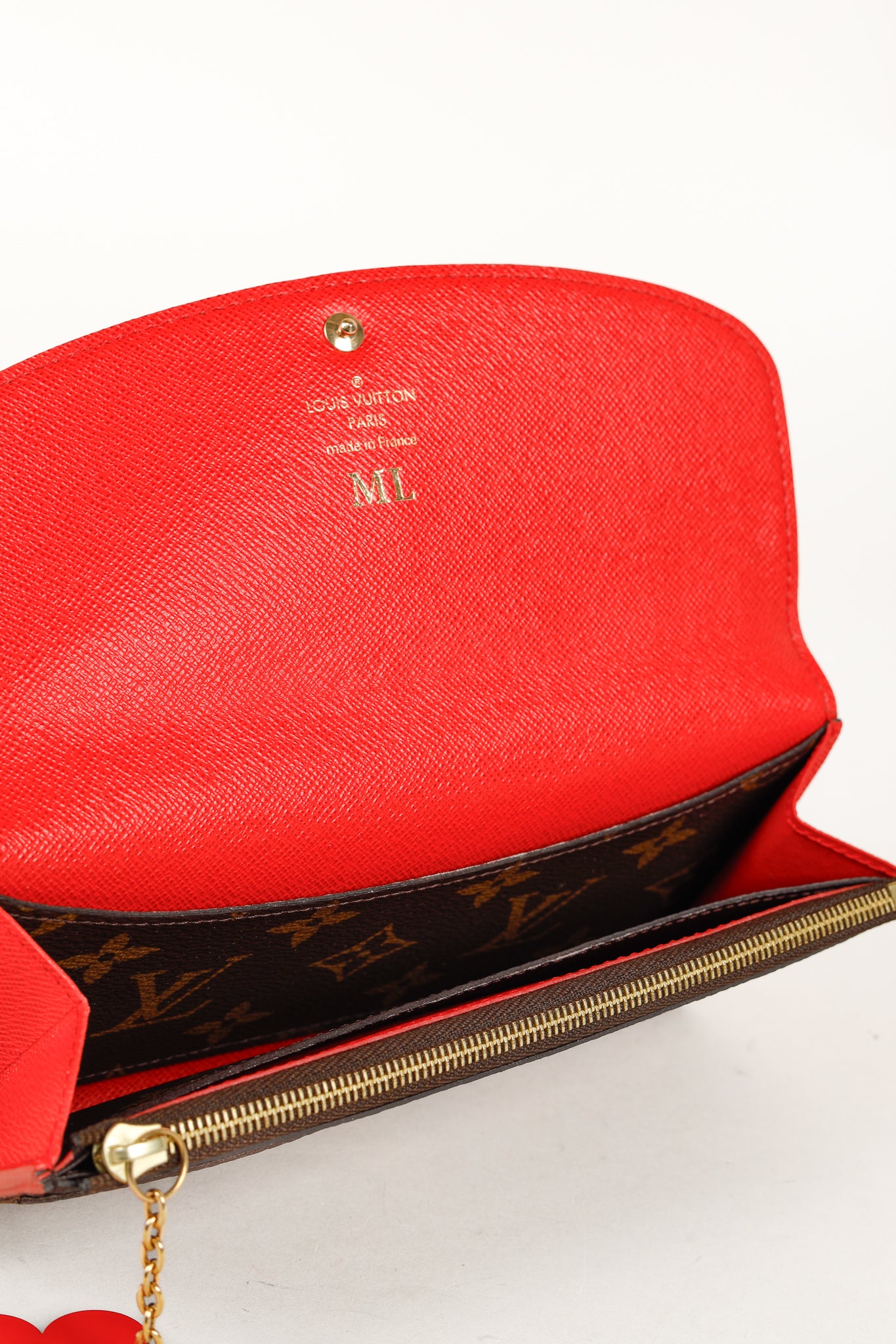 Brown Monogram Canvas Red Bloom Flower Emilie Wallet Coquelicot