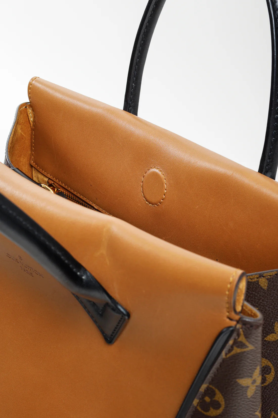 W PM Brown Leather Monogram Tote