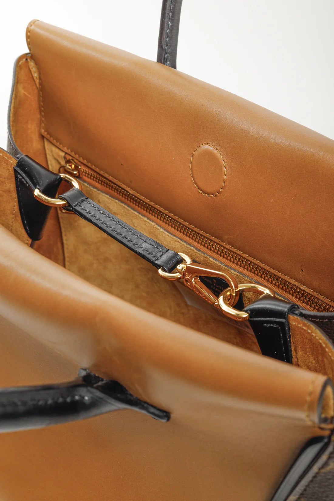 W PM Brown Leather Monogram Tote