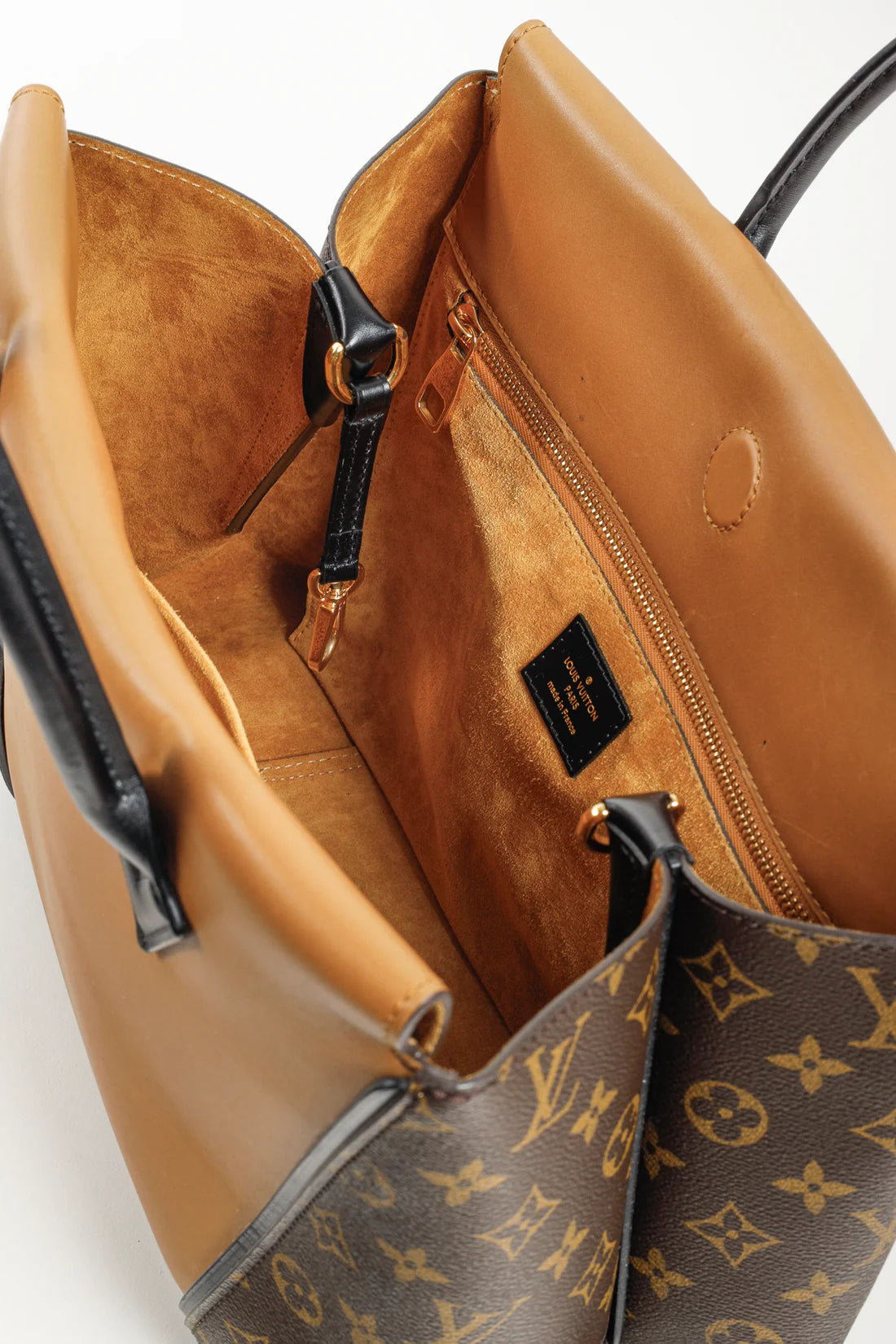 W PM Brown Leather Monogram Tote