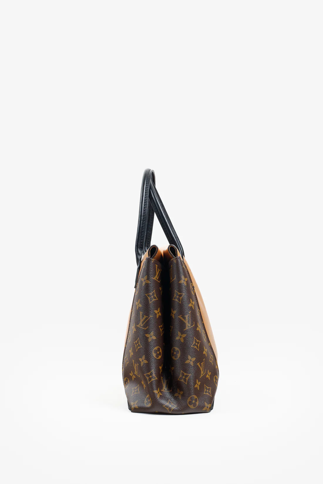 W PM Brown Leather Monogram Tote