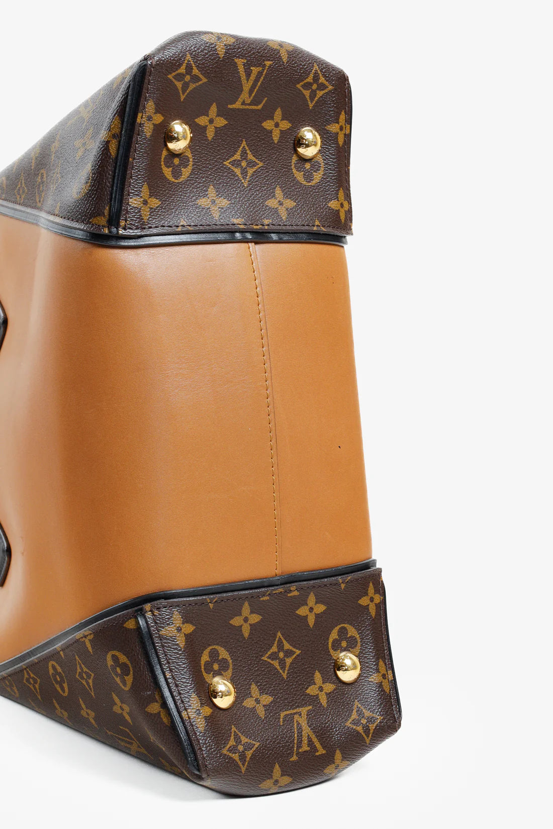 W PM Brown Leather Monogram Tote