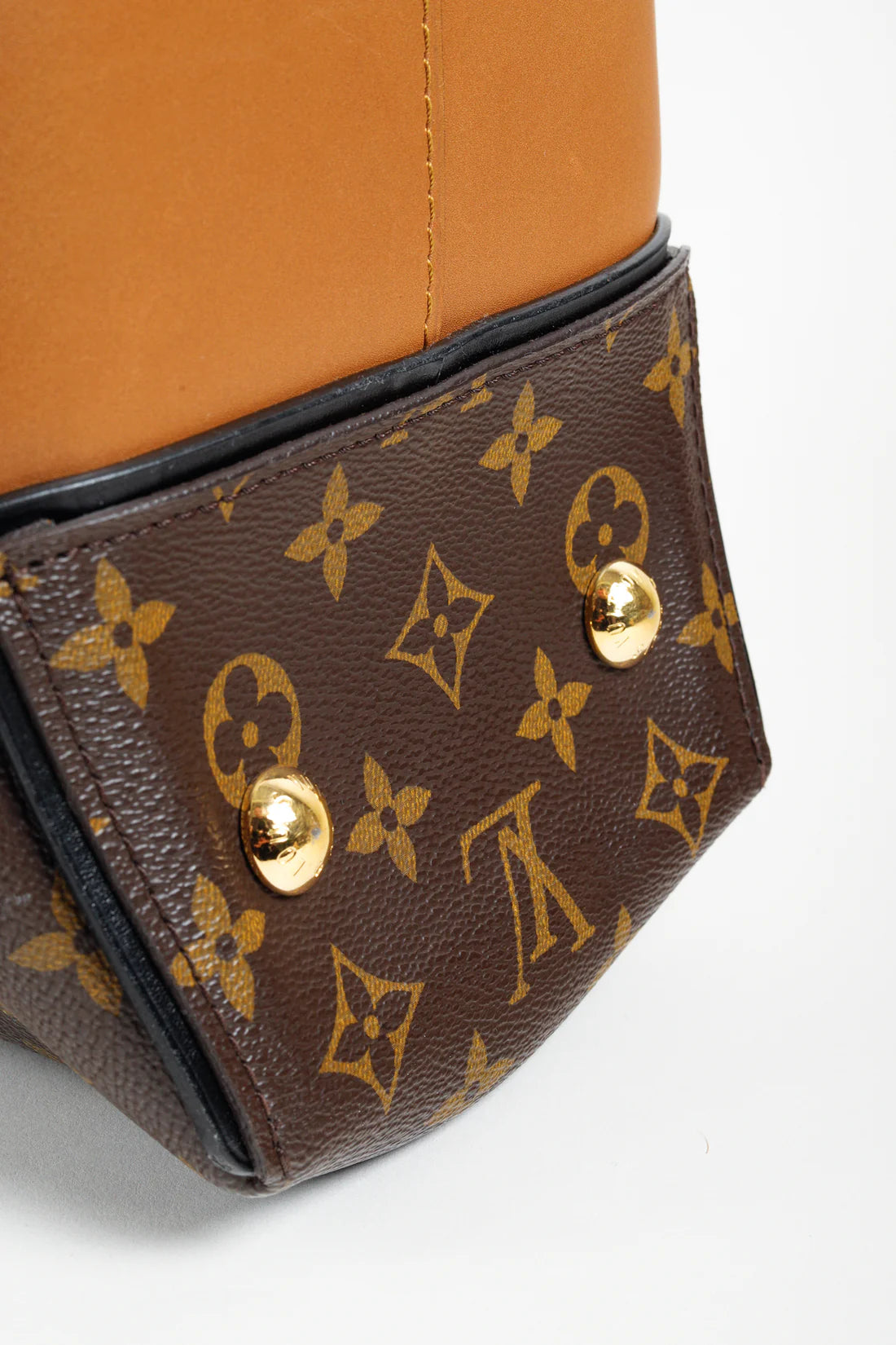 W PM Brown Leather Monogram Tote