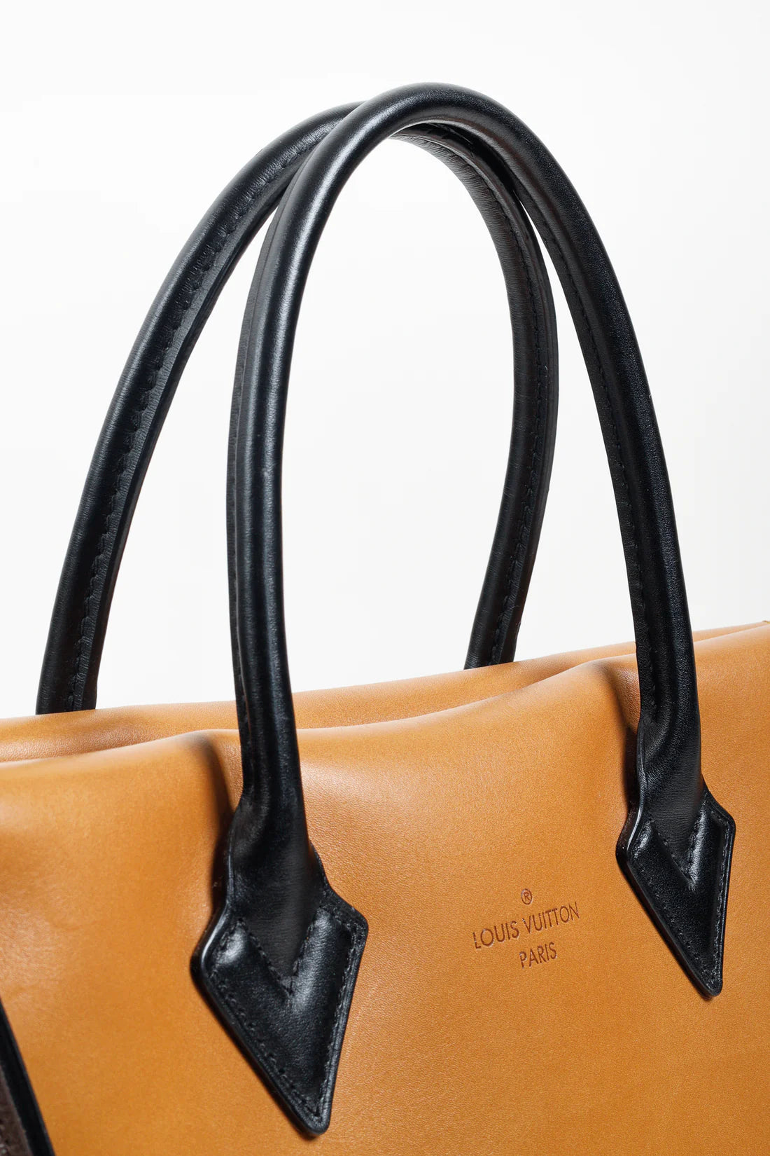 W PM Brown Leather Monogram Tote