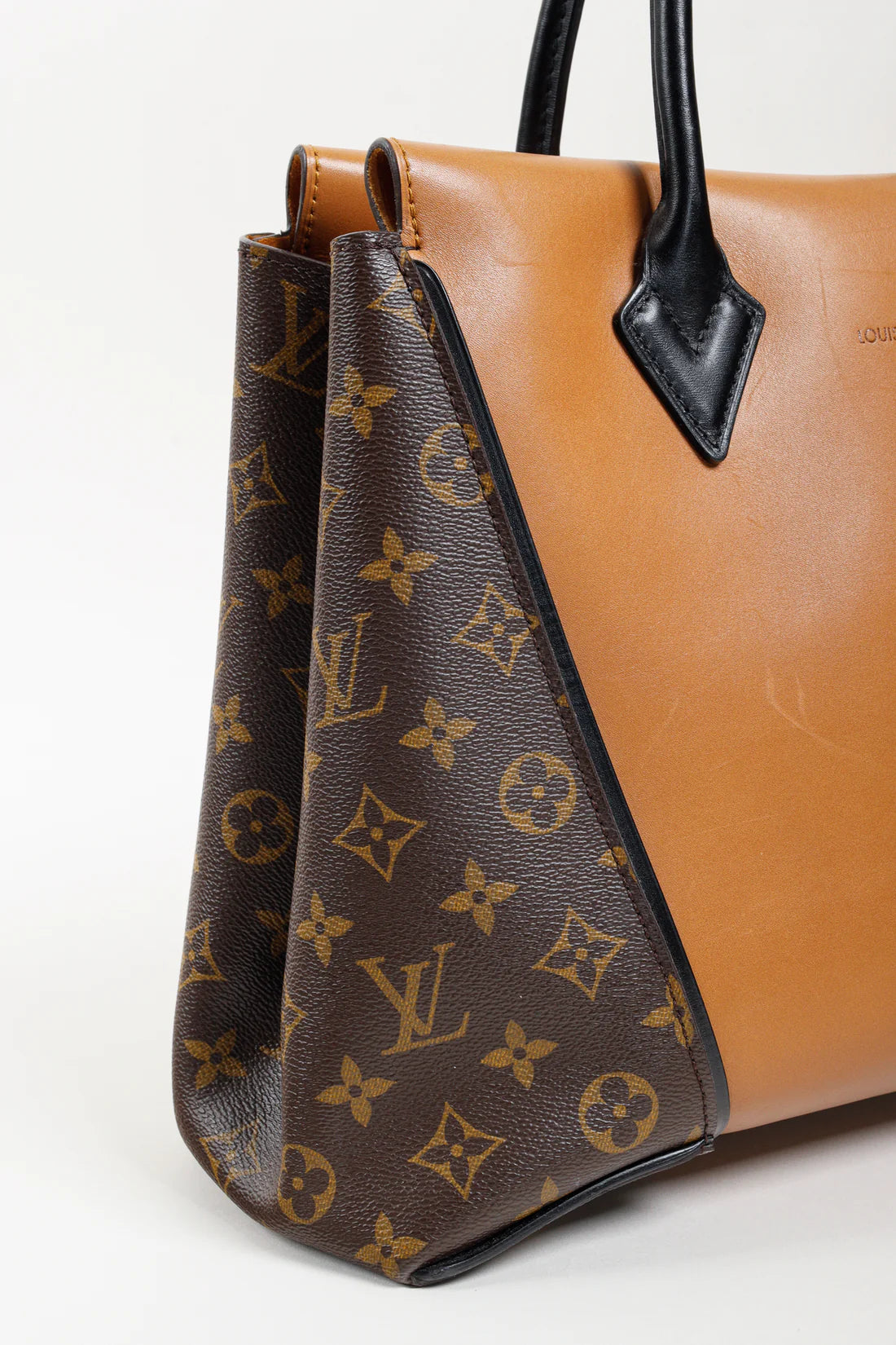 W PM Brown Leather Monogram Tote