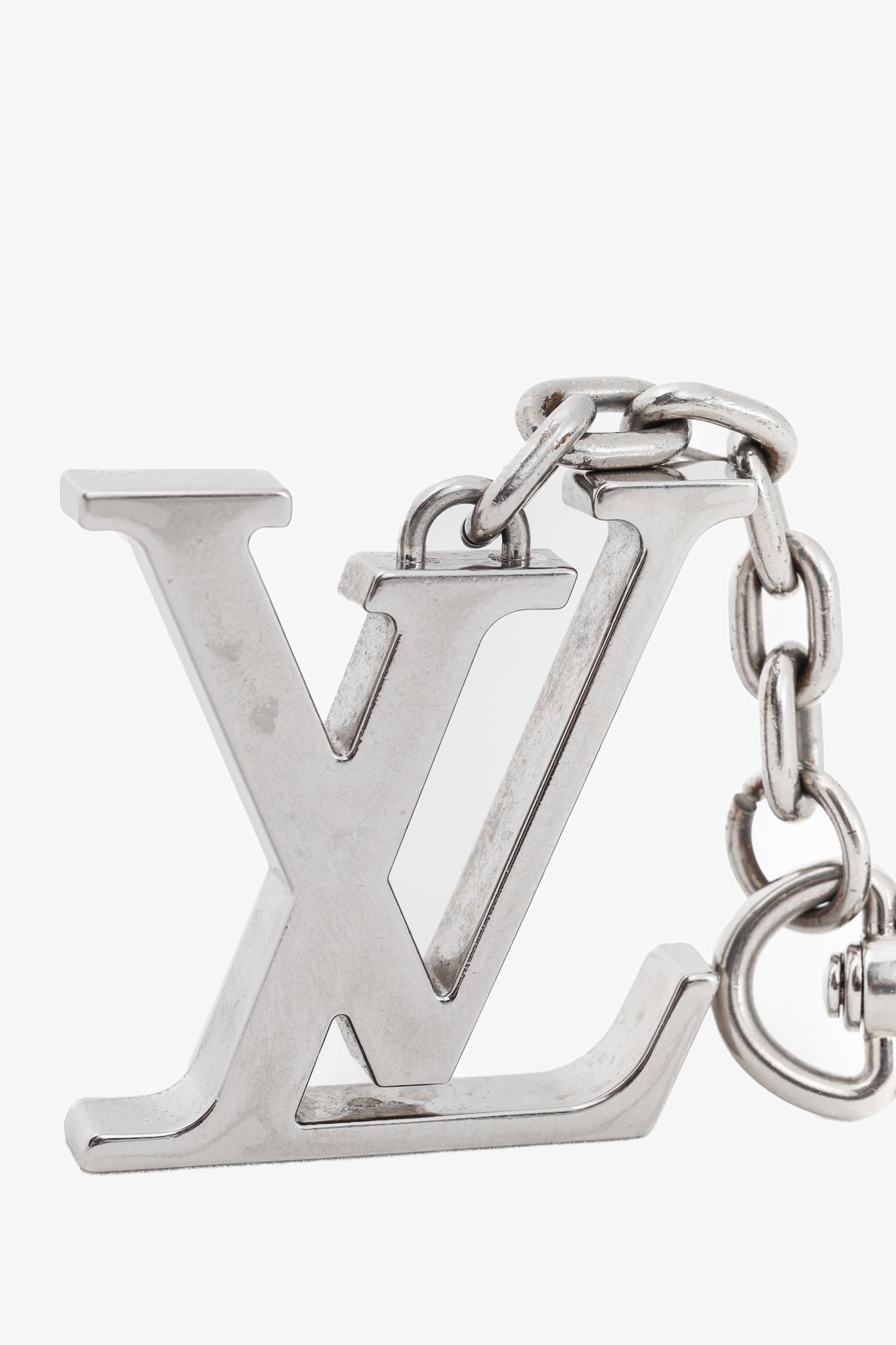 Silver-Tone LV Initials Keyholder