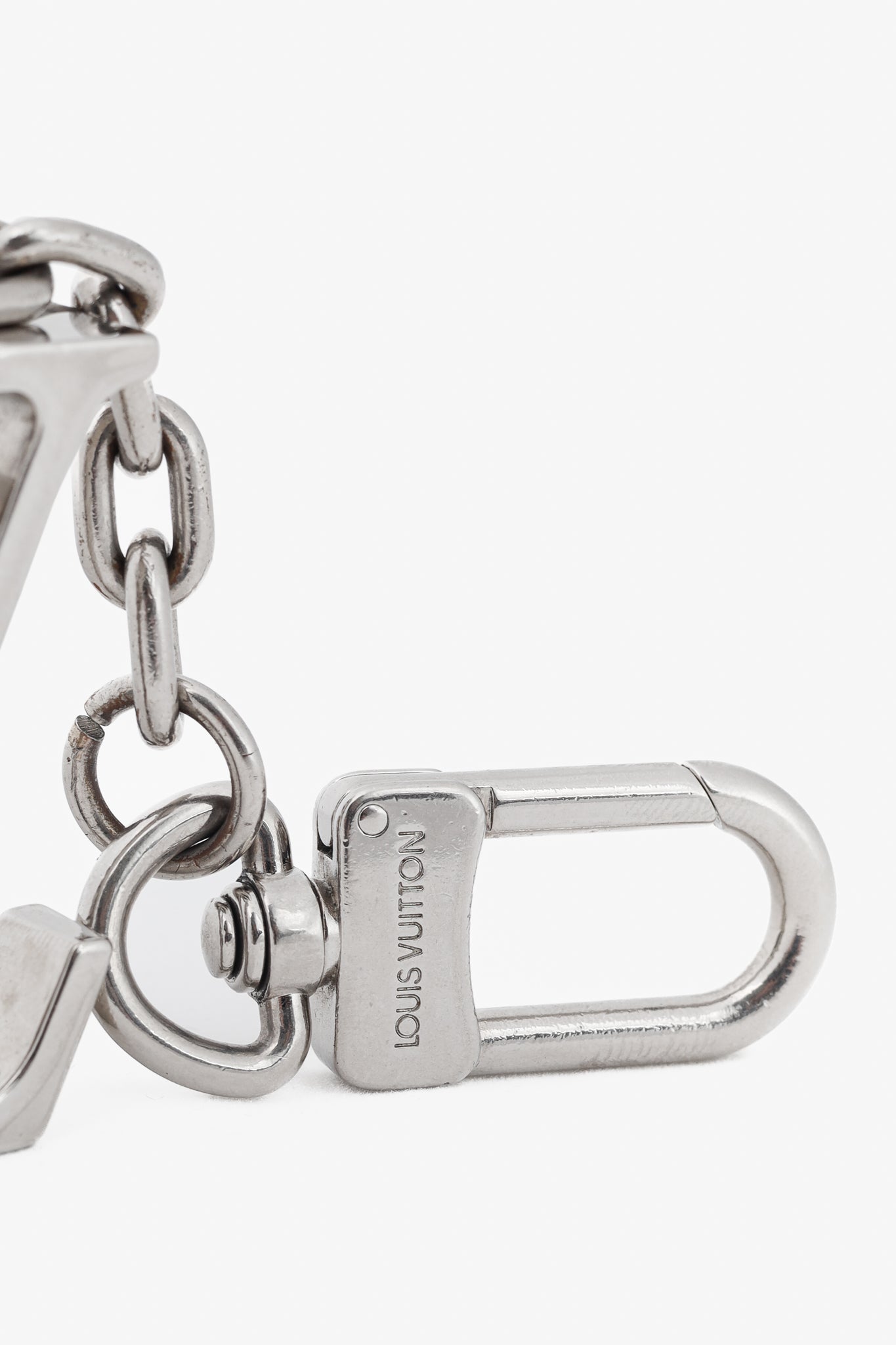 Silver-Tone LV Initials Keyholder