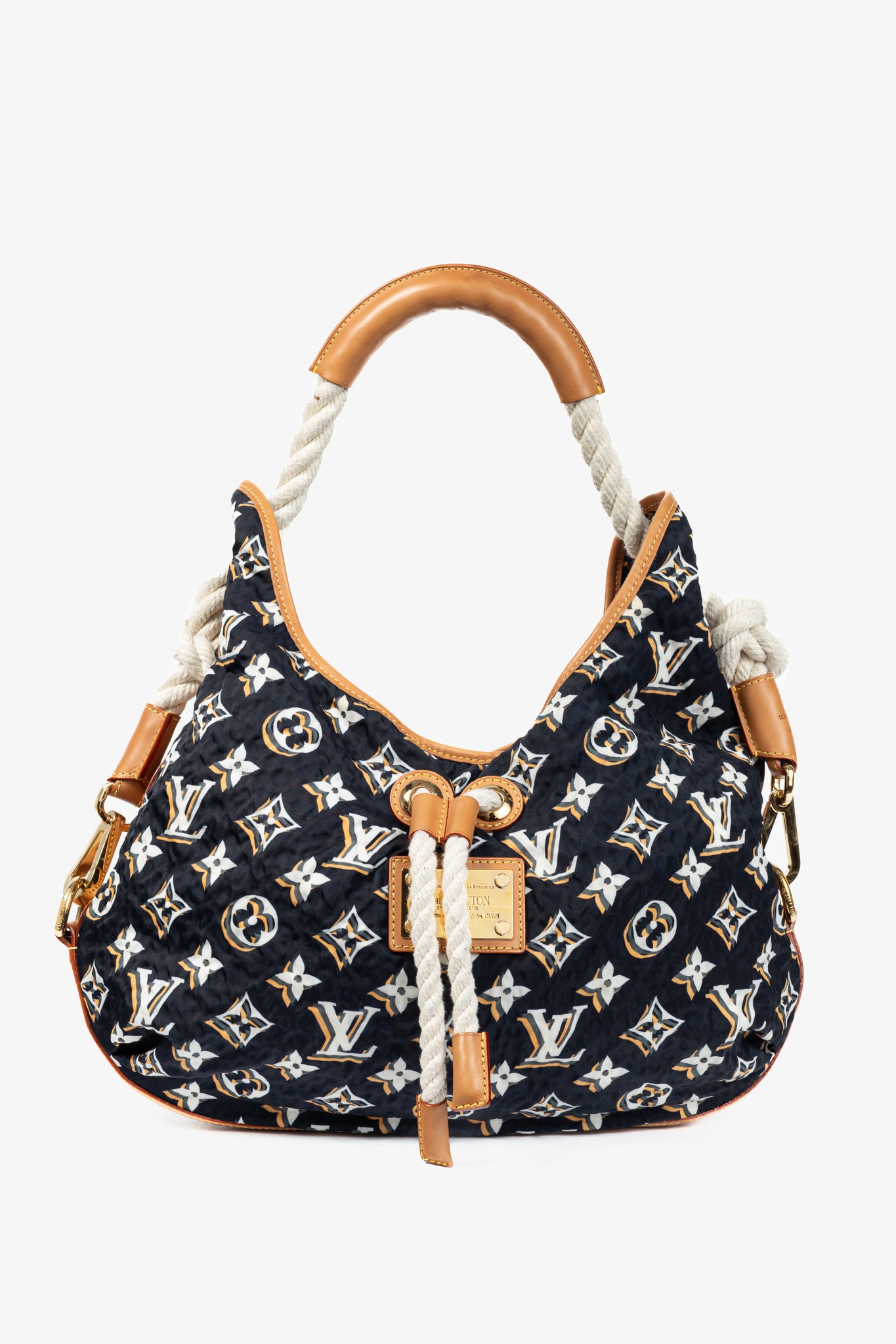 Cruise 2010 Bulles MM Navy Nylon Monogram Rope-Tassel Hobo Bag