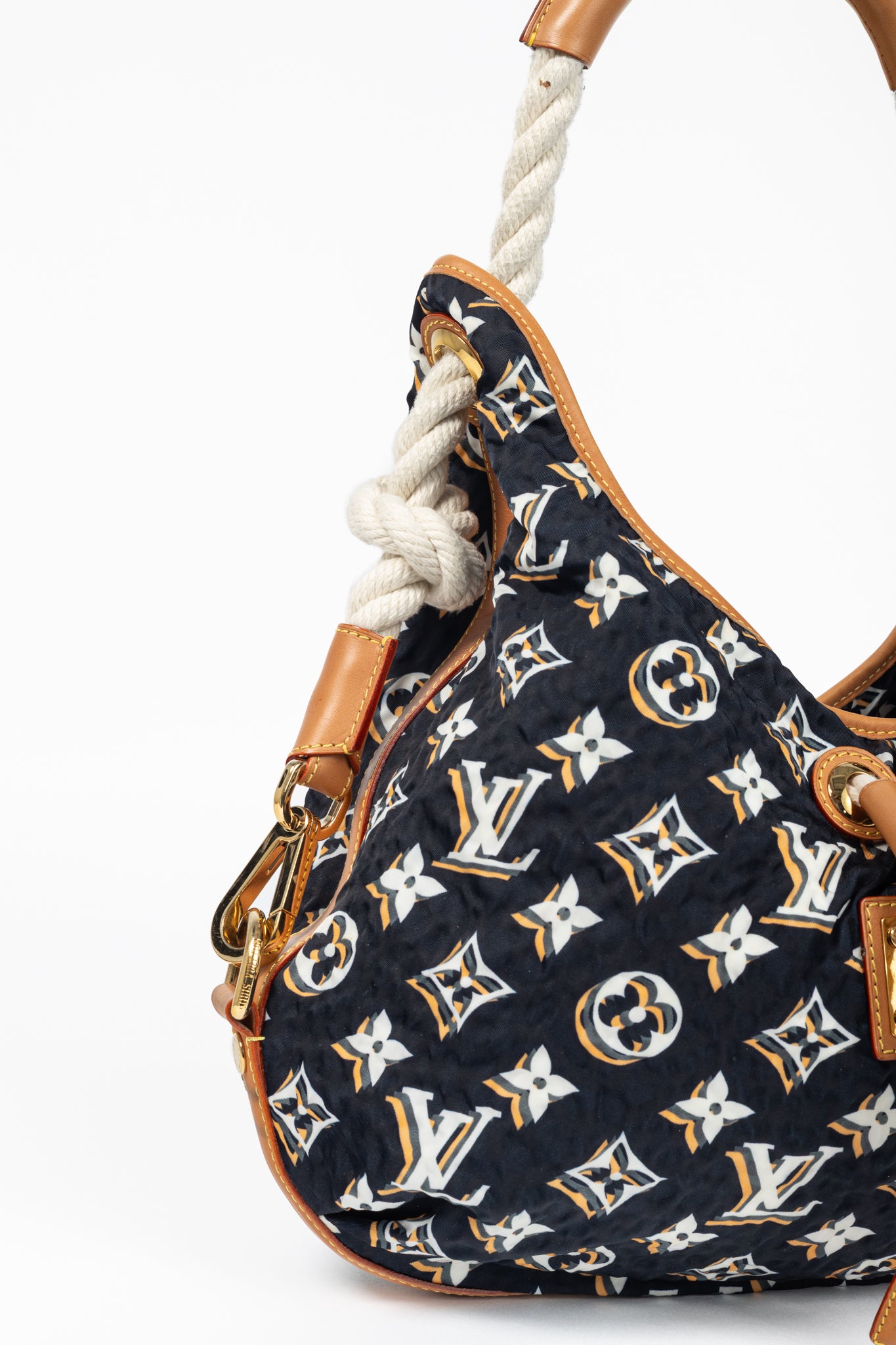 Cruise 2010 Bulles MM Navy Nylon Monogram Rope-Tassel Hobo Bag